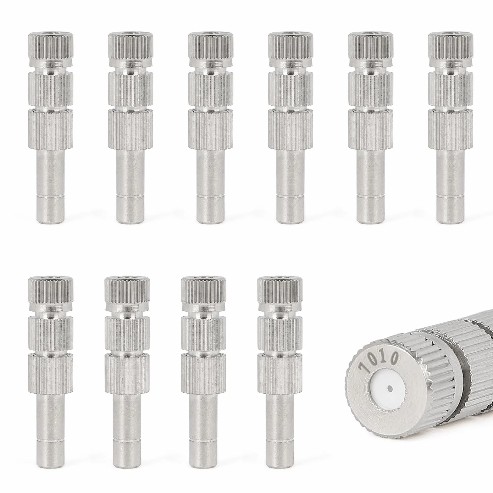 EFUTURETIME Lot de 10 Buses de Brumisation Basse Pression 0,7 mm en Céramique, Buses de Brumisation en Laiton avec Filtre pour Connecteur 6 mm