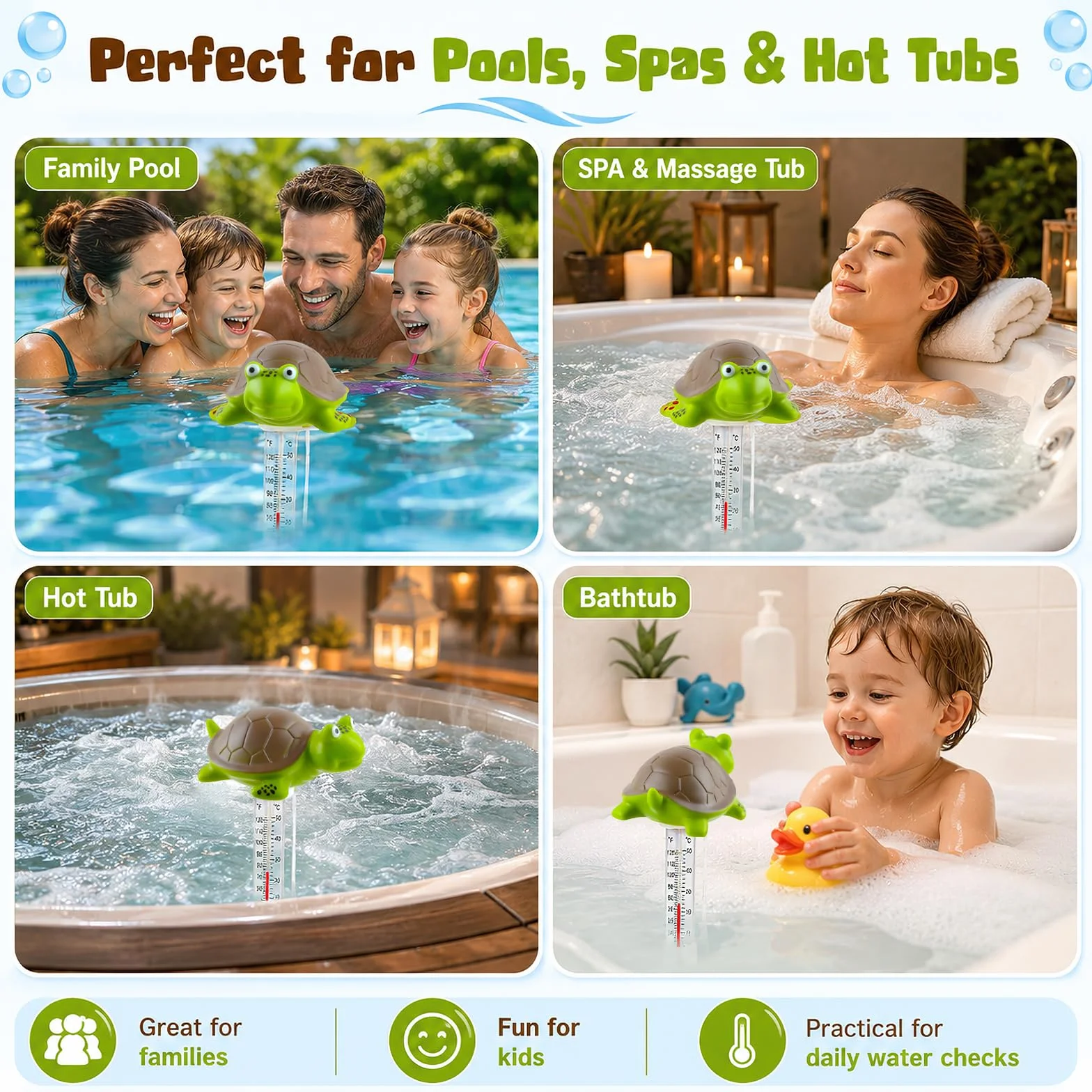 Thermomètre Piscine Flottant Cartoon Double Échelle °C/°F -10 à 50°C 20 cm
