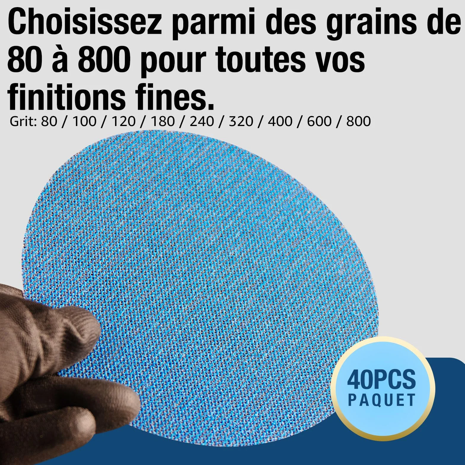 Disques Abrasifs 150mm Grain 80/120/180/240/320 Céramique Anti Poussière 40 Pièces