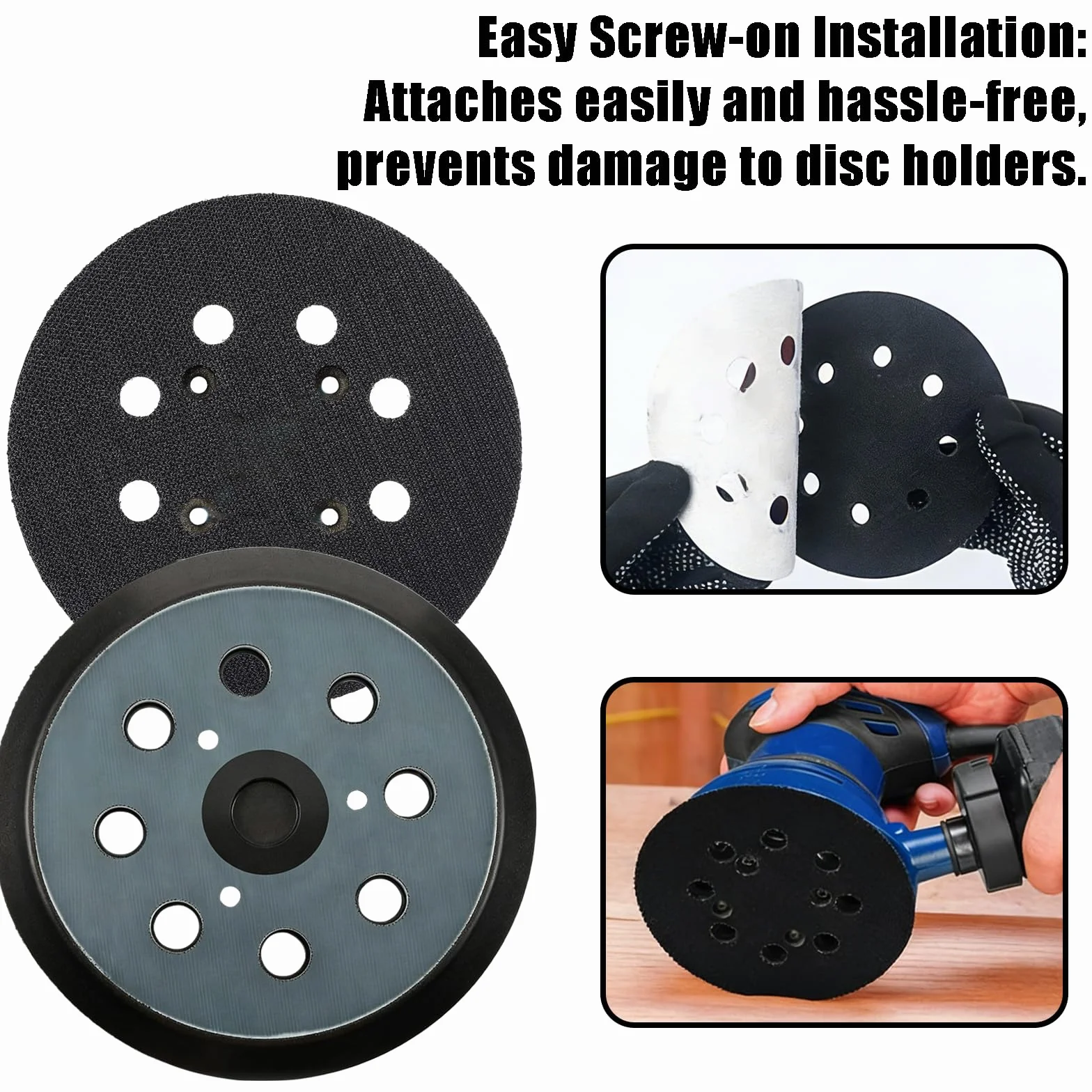 Makita Plateau de Ponçage 125mm 8 Trous Compatible BO5010 BO5021 BO5030K BO5031K BO5041K M9204 MT924 DBO180 DeWalt DW420 DW421