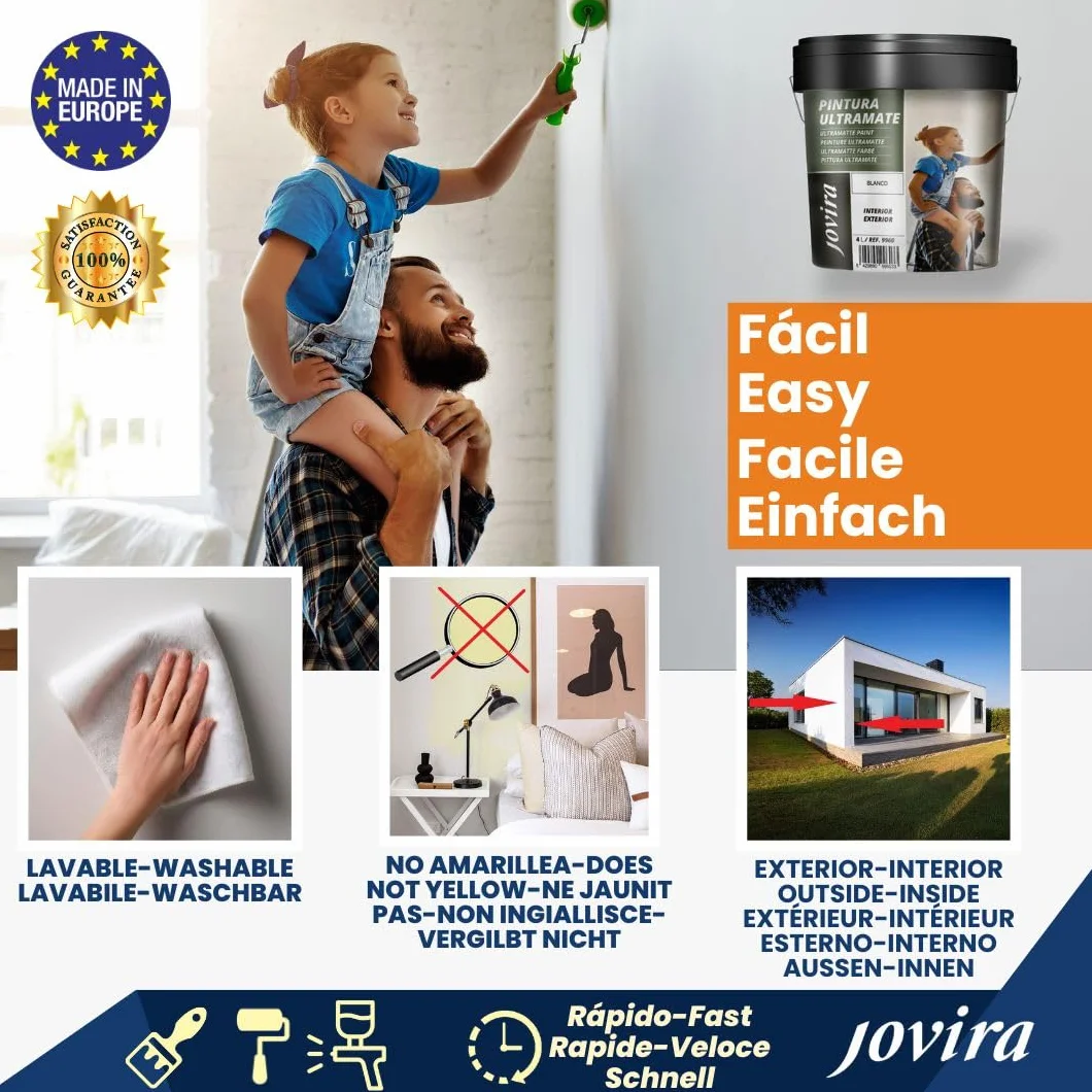 JOVIRA PINTURAS Peinture Ultramate Extérieur/Intérieur Lavable Blanc 750ml