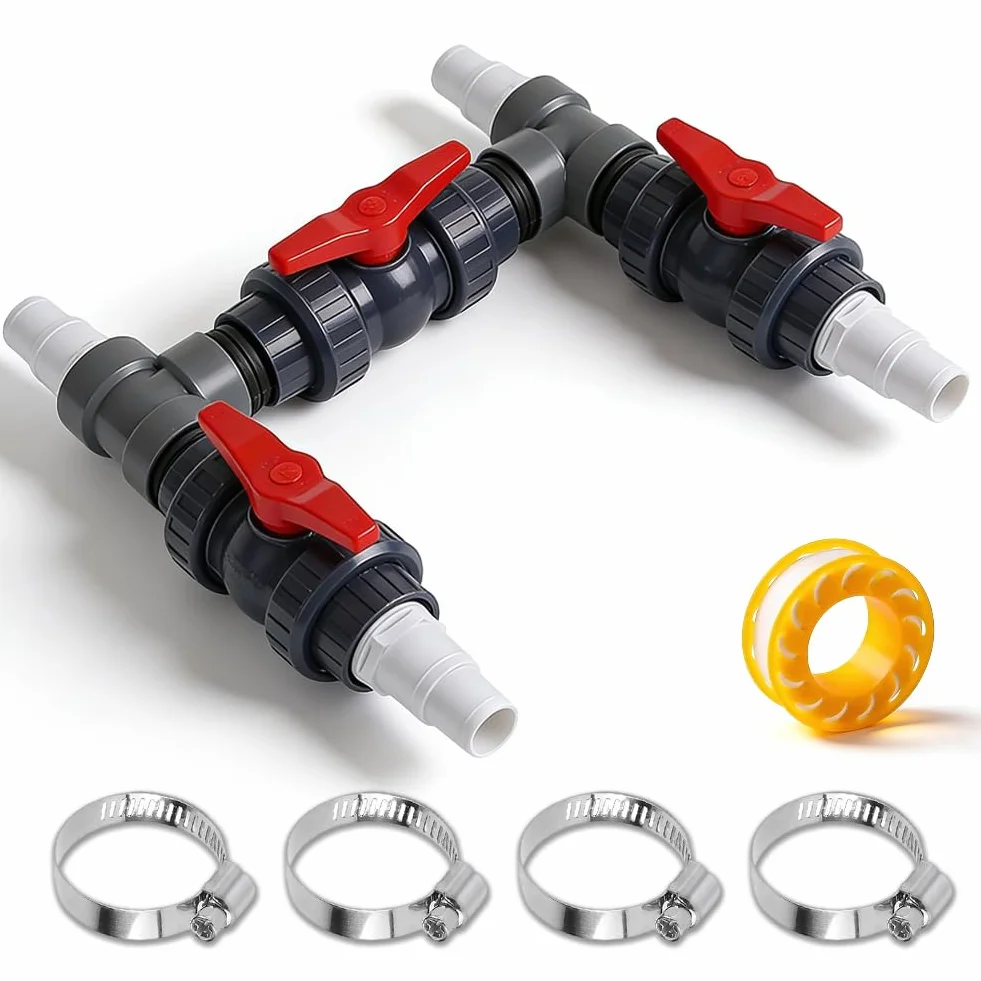 Kit de raccordement pour pompe à chaleur, diamètre 50 mm, adaptateur pour chauffage de piscine avec tuyaux de 32 mm et 38 mm, contrôle de l'alimentation en eau pour une régulation optimale de la