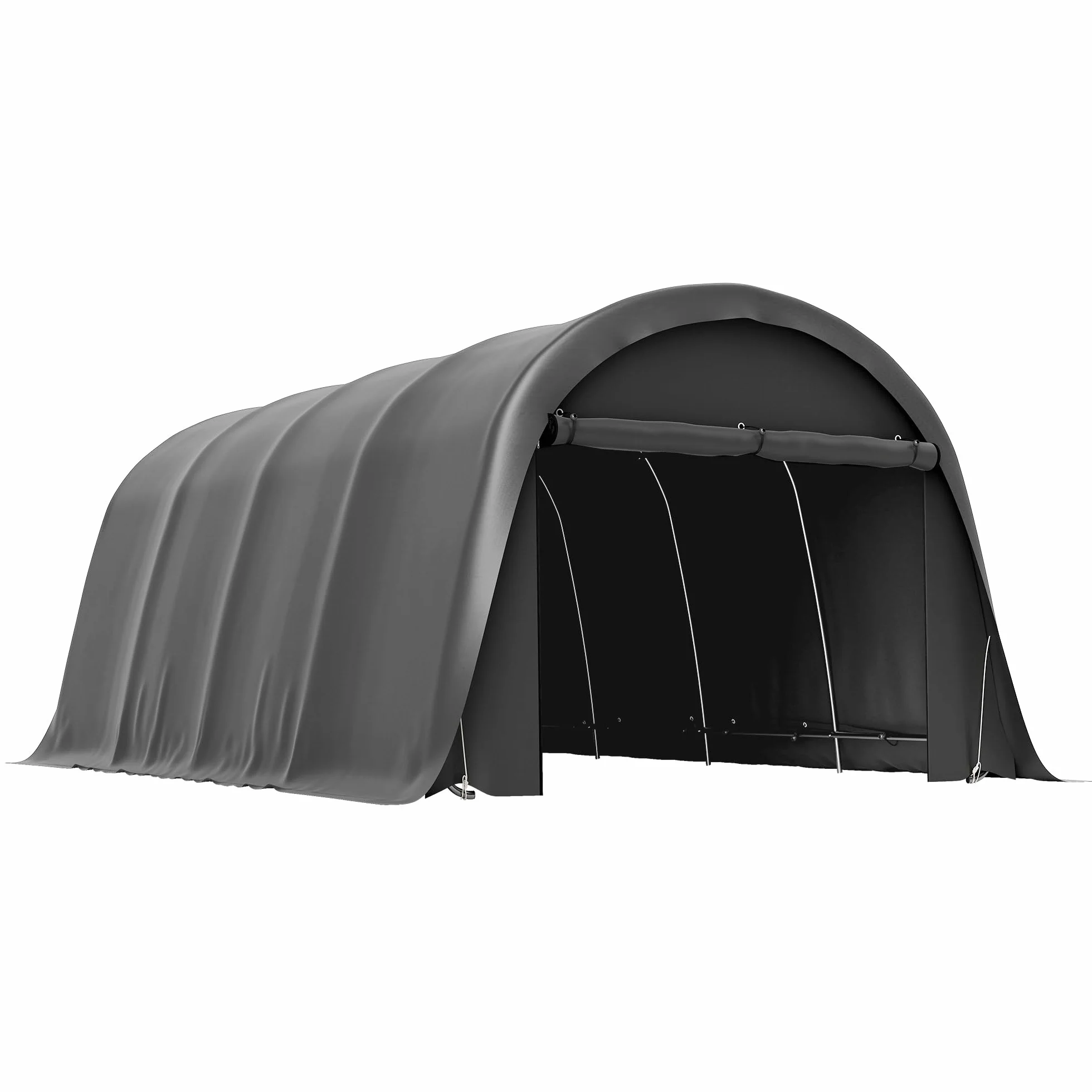 Outsunny Carport, tente, 3 x 6 m, étanche, avec parois latérales amovibles, grand toit arqué, UPF50+, résistante à l'hiver, résistante aux UV, pour voiture, SUV, bateau, gris foncé