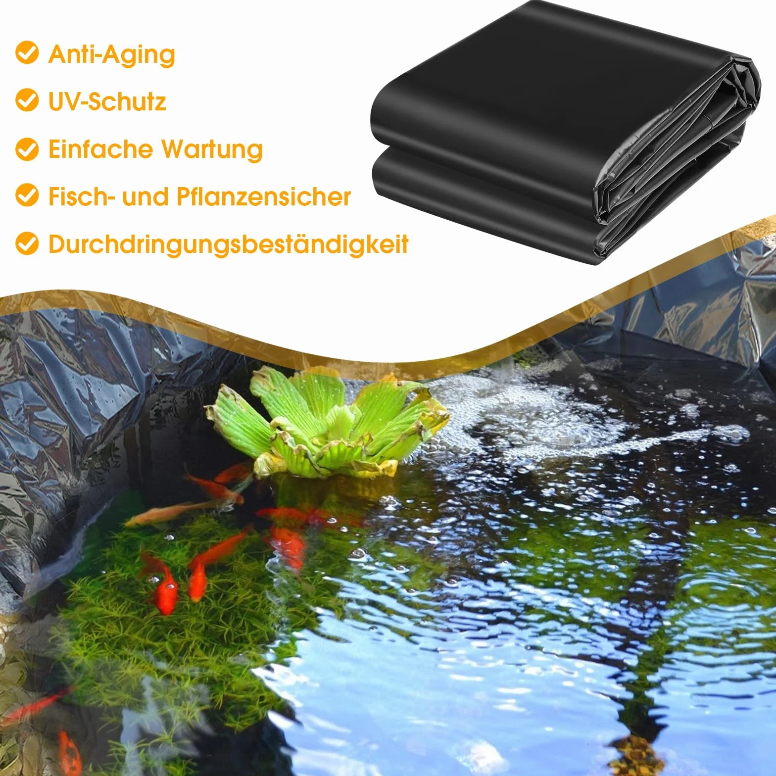 Bâche pour bassin LDPE noir 157x197 pouces résistante à la déchirure lourde