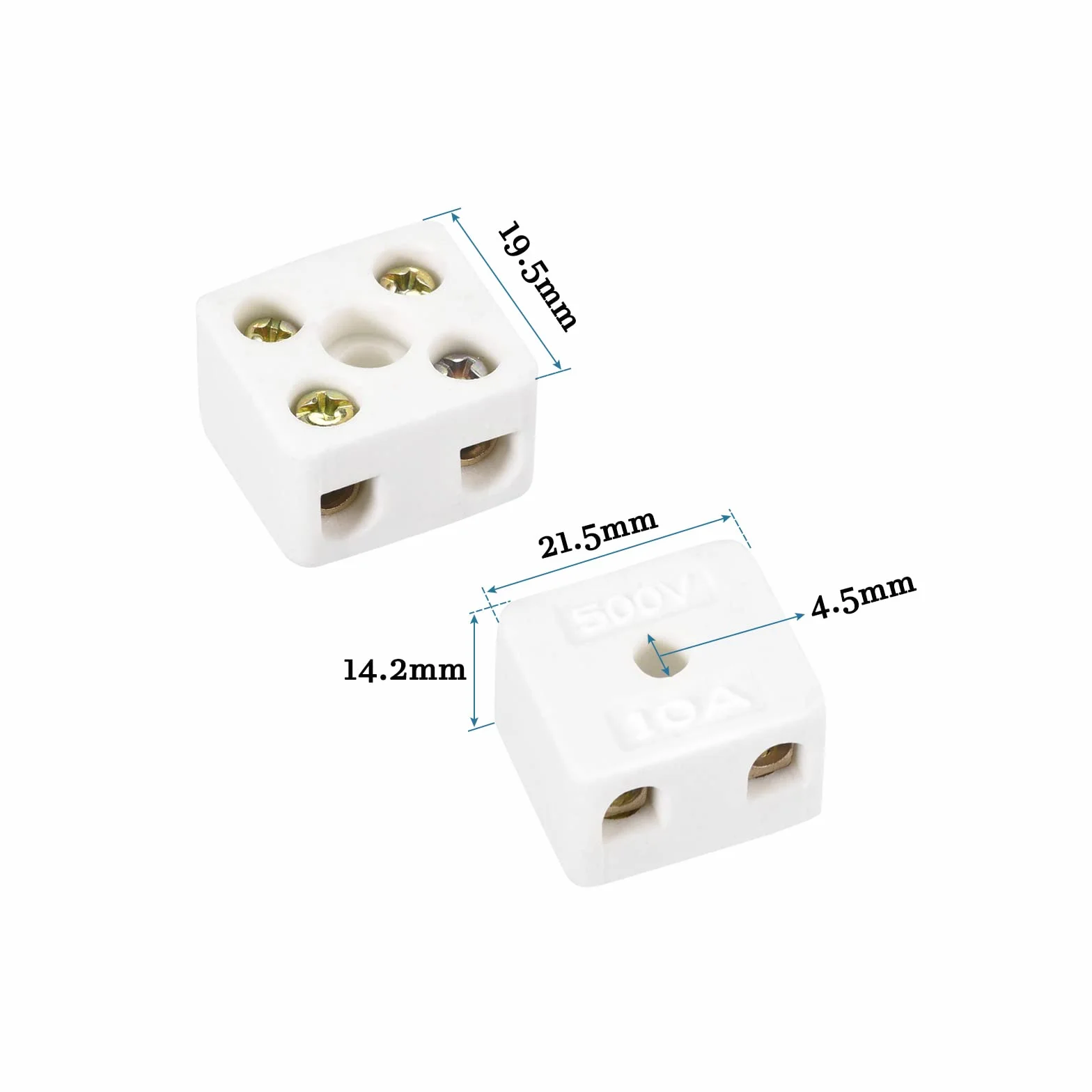 QUARKZMAN 2 Position Fil Connecteur Double Rangée Céramique Borne Blocs 10A