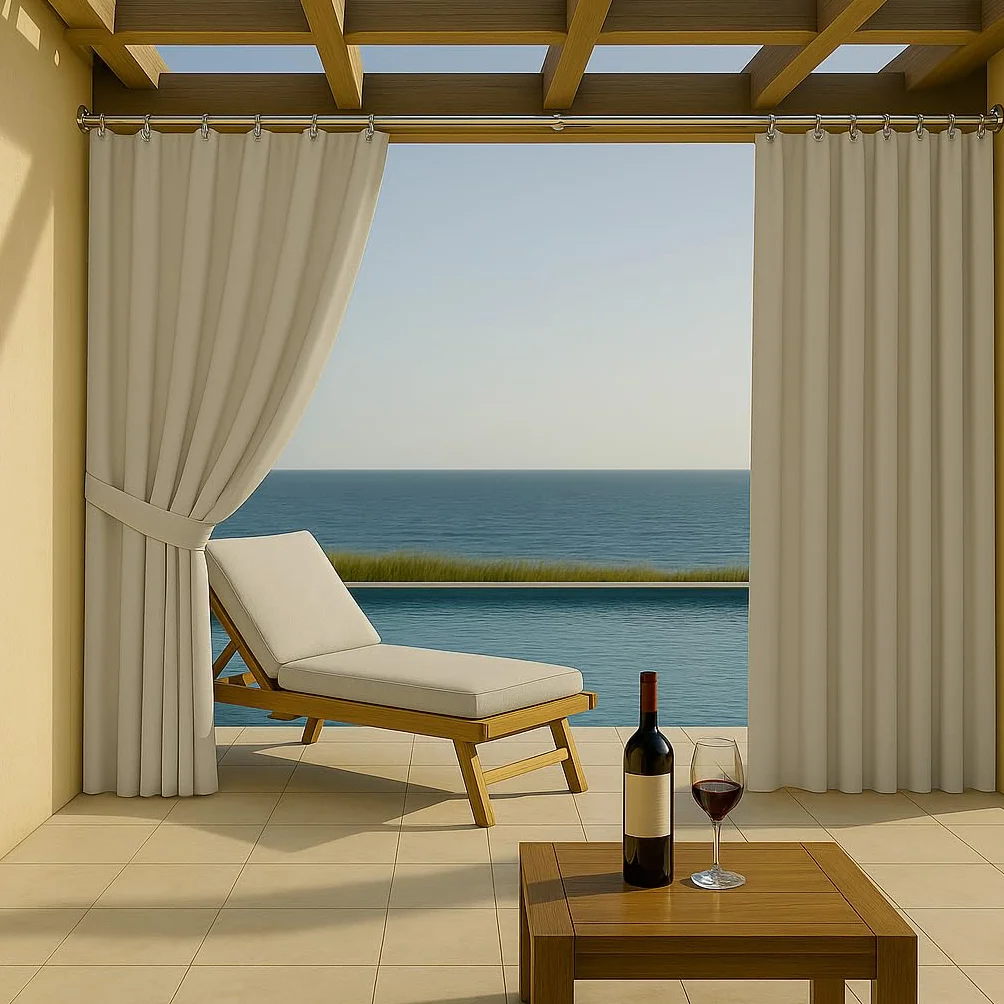 Byour3 - Rideaux D'Extérieur Imperméables avec Anneaux en Métal Anti-moisissure - Auvent Latéraux Gazebo Occultant pour Terrasse Balcon Pergola Toile Solaire Isolant Thermique (Naturel L.400x290H)