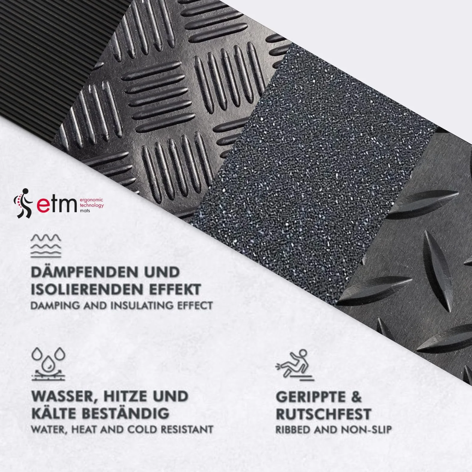 Tapis de protection de câbles 3 mm, caoutchouc, extérieur, carreaux 50 cm, 1 m