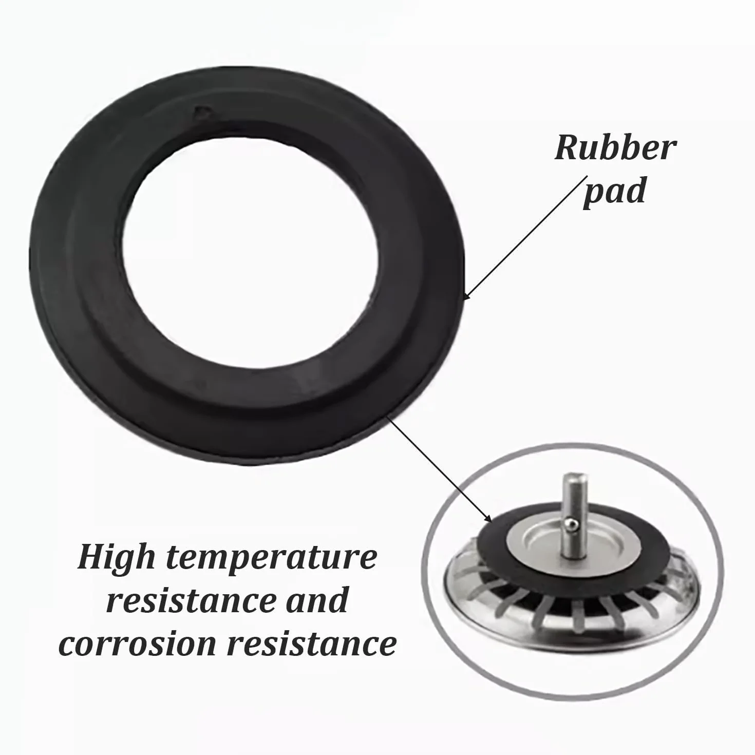 Joint D'Évier de Cuisine 6 PCS, Joint en élastomère pour paniers filtrants Ø 54 mm, Ø 32 mm, Noir