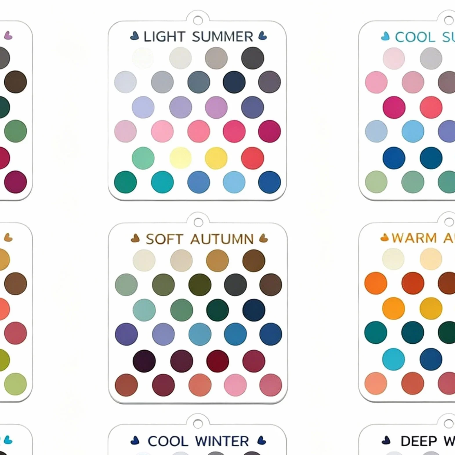 Cartes de palette de couleurs acrylique 12 pièces – Guide de garde-robe saisonnier portable, échantillons de style professionnels