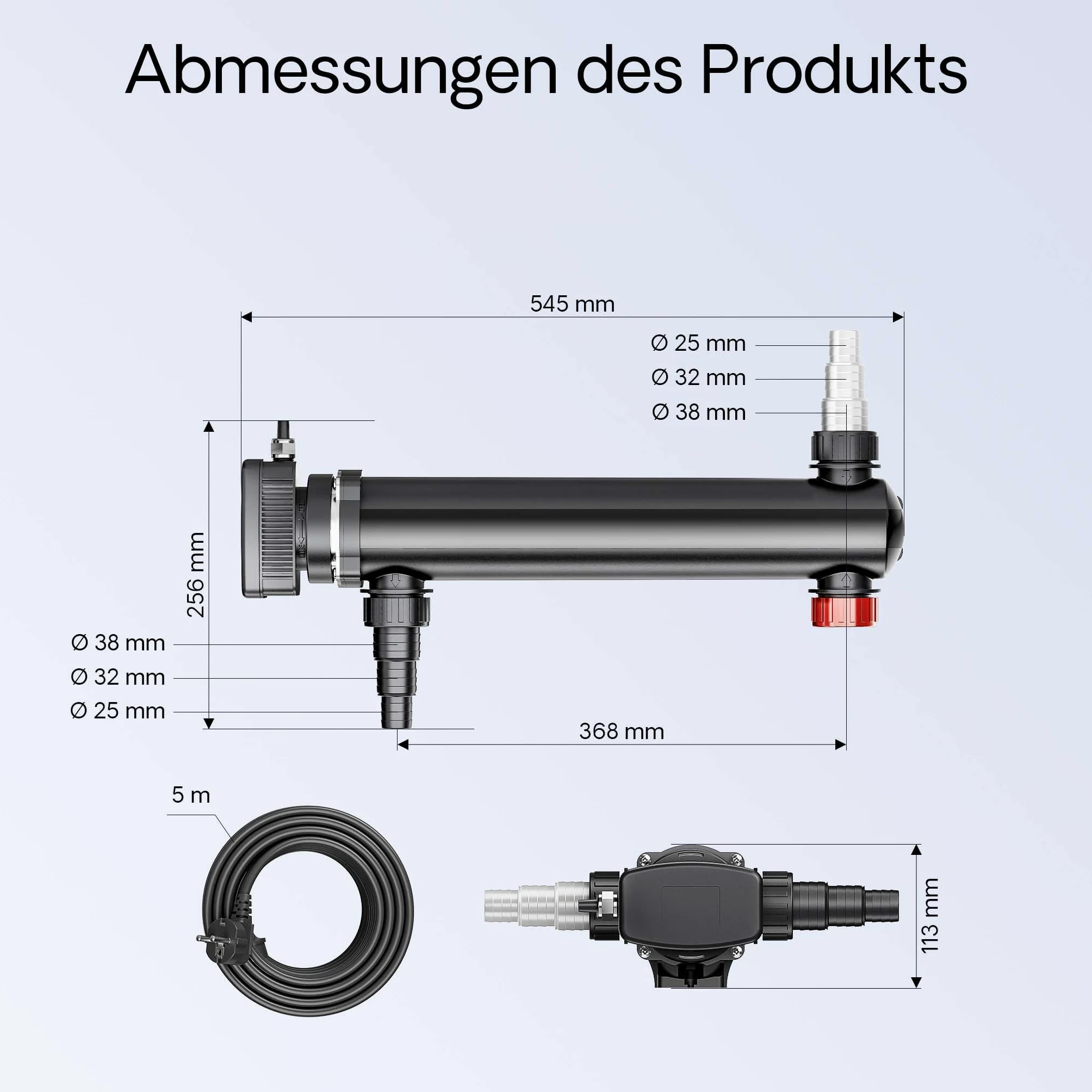 SunSun Kit complet: CBF-350 Filtre de bassin jusqu'à 12000 L Biologique, CUV-336 lampe uv UVC Clarificateur avec 36 Watt Puissance UV-C