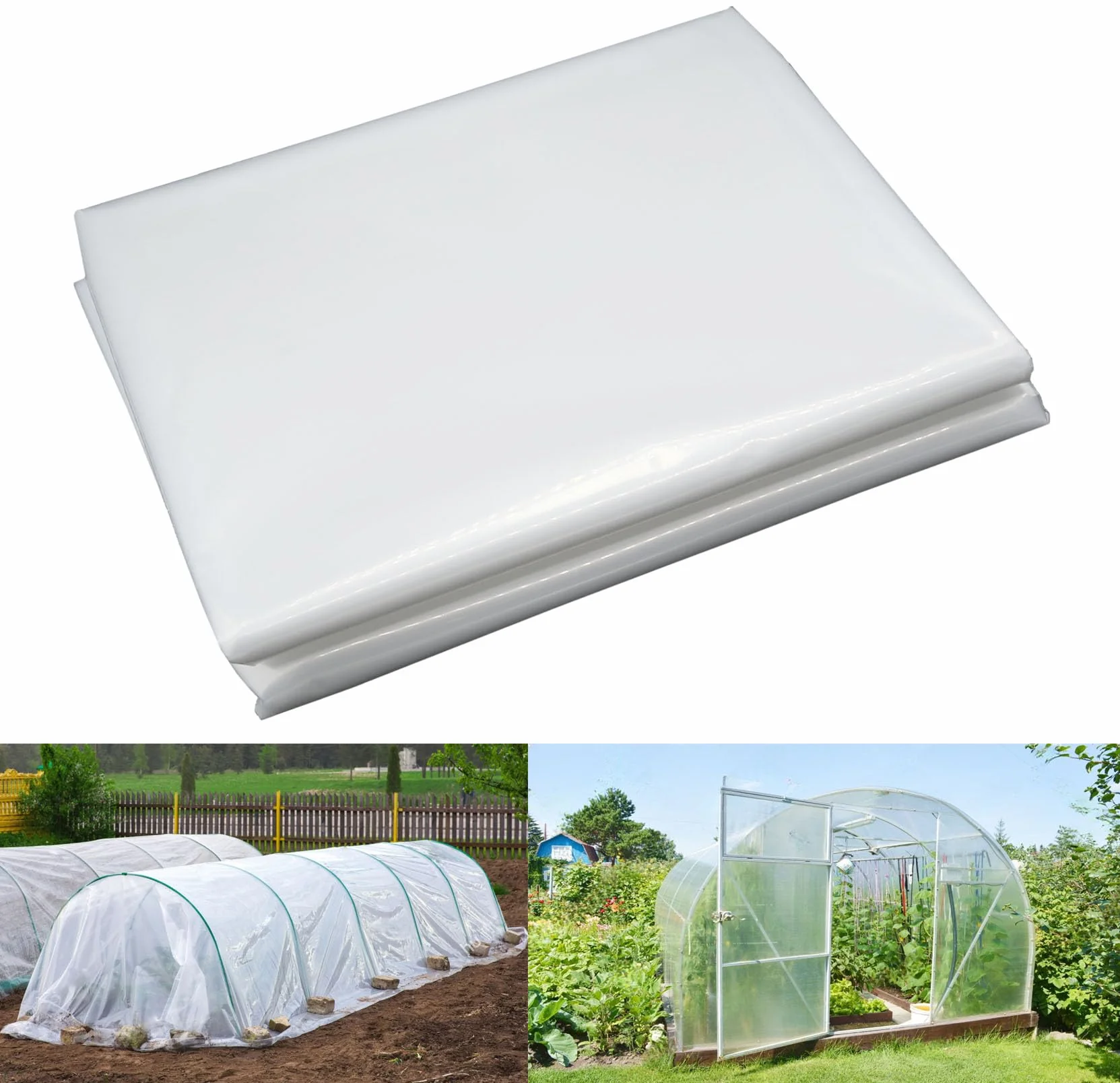 Bache pour Serre,Bache Plastique Transparente, Bache Serre Tunnel 3m x 3m, Film Polyéthylène de Extra-épais Clair Jardin Grandir Couverture De Polytunnel pour Légumes und Tomate