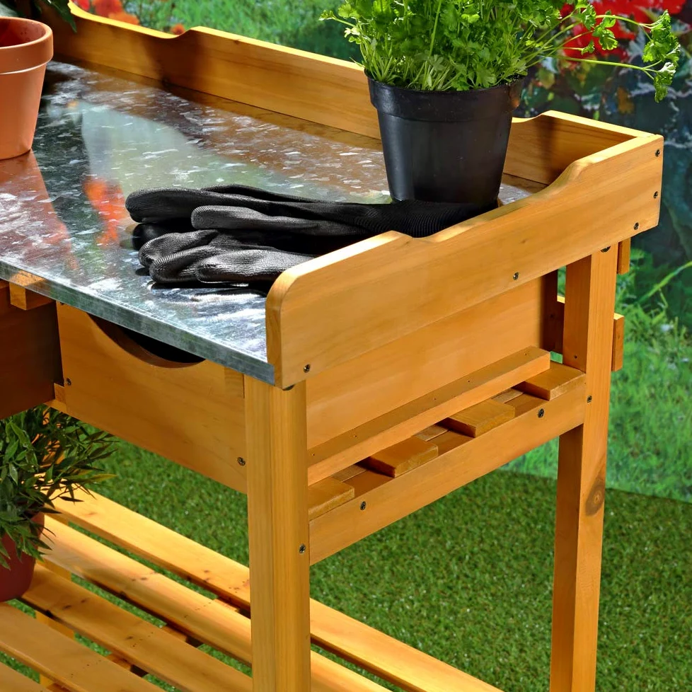 Melko Table de Plantation, Table de Travail Fleuri Table de Jardin en Bois