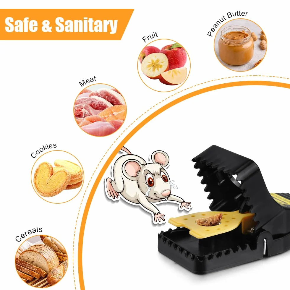 flintronic Piège à Rats Professionnel, 6PCS Clips de Piege a Souris Efficace Réutilisables, Piège Souris avec Boîte à Appâts, Tapette Convient pour Cuisines Jardins Exterieur