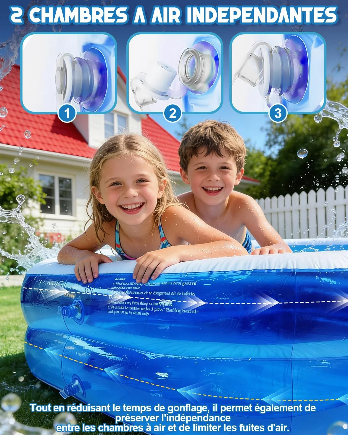 Piscine Gonflable 260x155x45 cm Rectangulaire pour Enfants Adultes Extérieure Jardin Bassin 2,6M