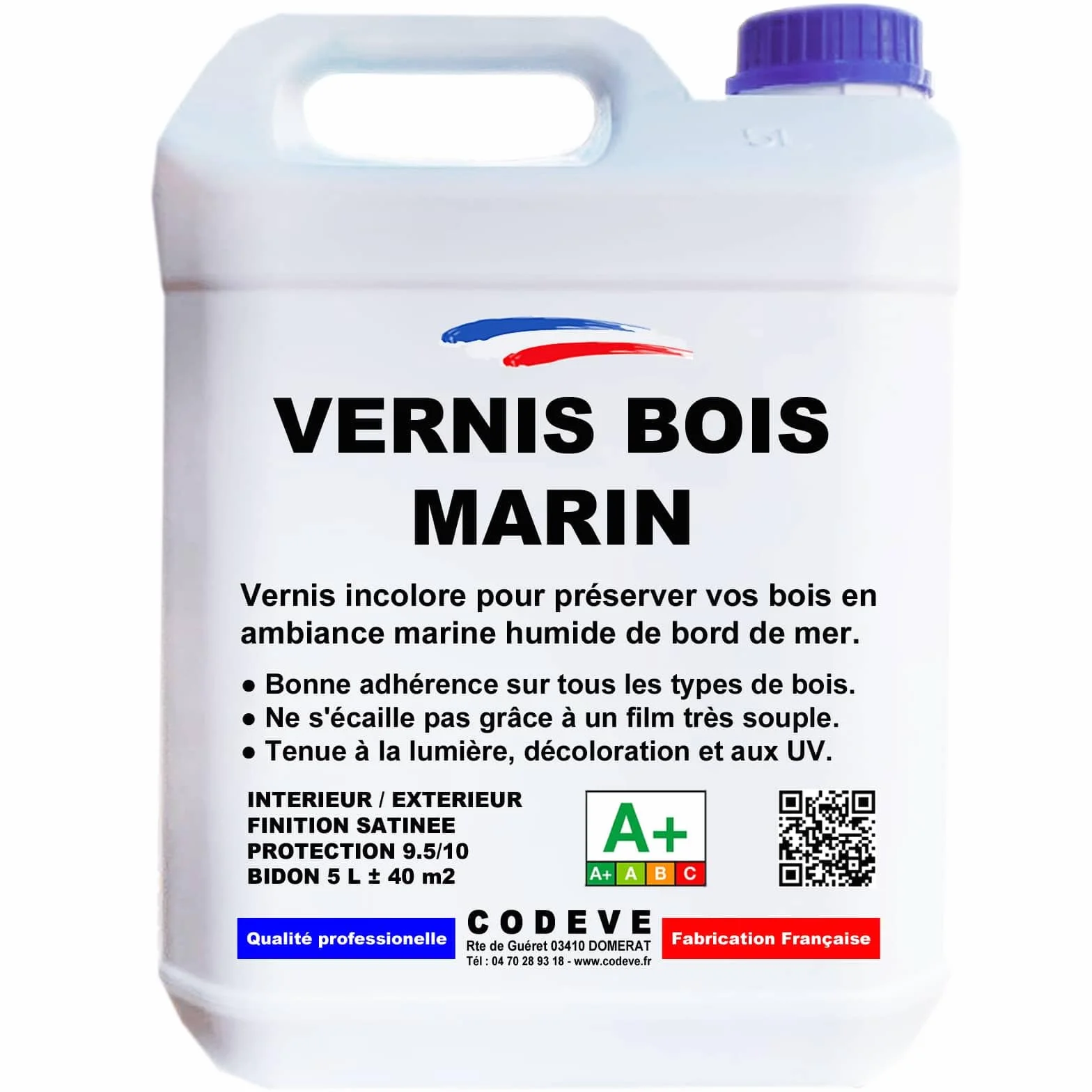 Vernis Marin Codeve Bois 5L Intérieur/extérieur Protection Bois Atmosphère Marine