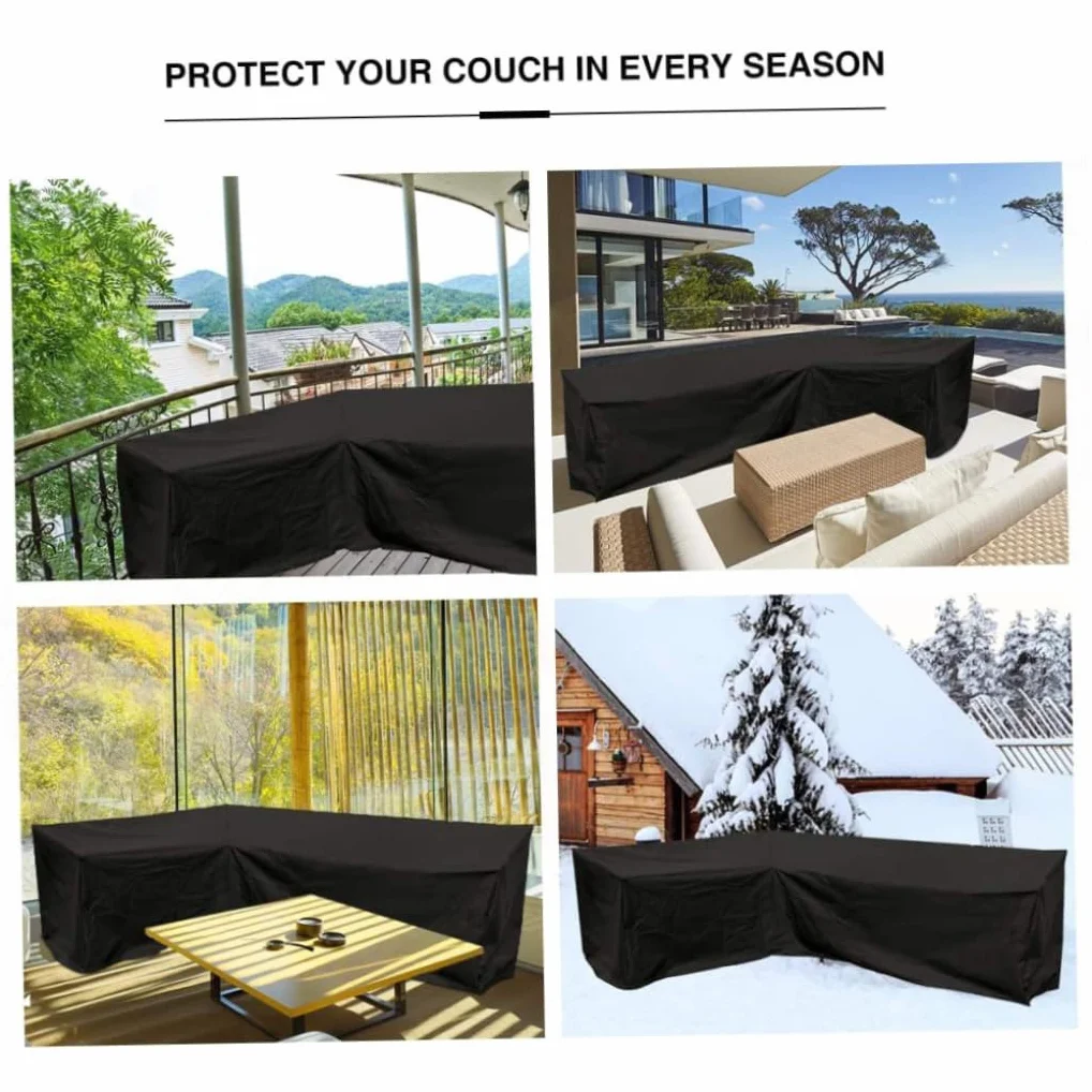 Housse de canapé d'angle en L imperméable anti-poussière extérieur intérieur véranda