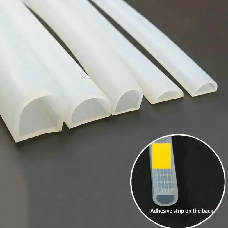 Bande d'étanchéité en caoutchouc de silicone en forme de D, 1 m, autocollante, haute température, pour porte et fenêtre, isolation phonique