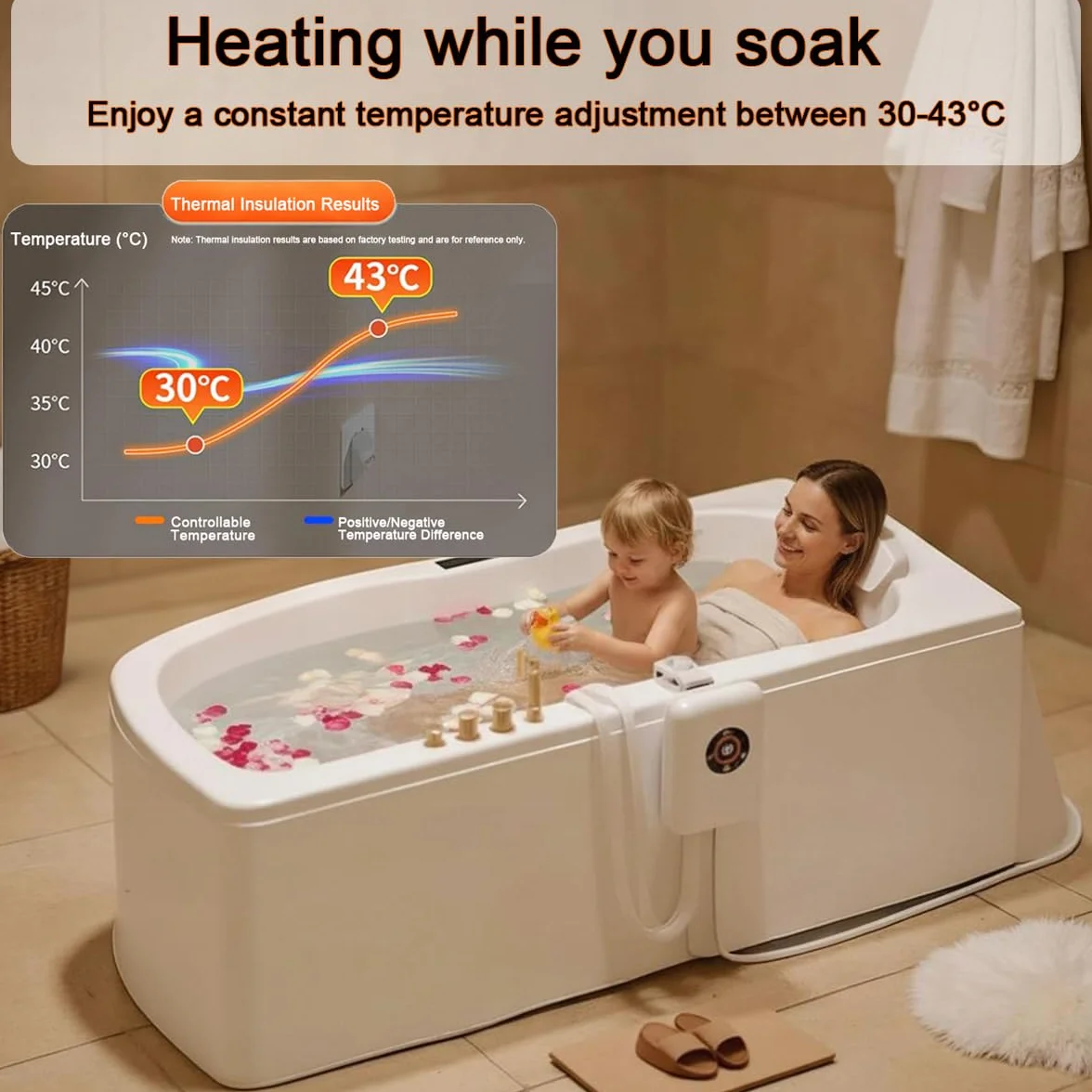 Thermoplongeur de Voyage 1200W Baignoire avec Protection Contre la Surchauffe