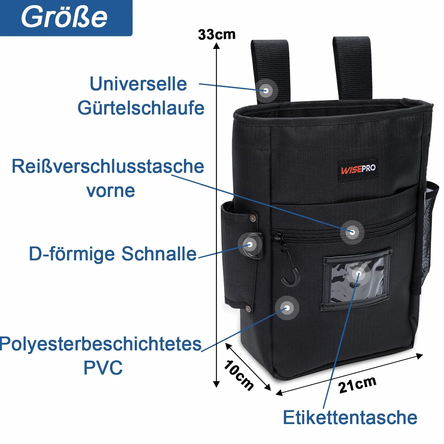 La détection de métaux trouve un sac banane, sac banane portable avec poches et étui, pochette pour PinPointer, Noir