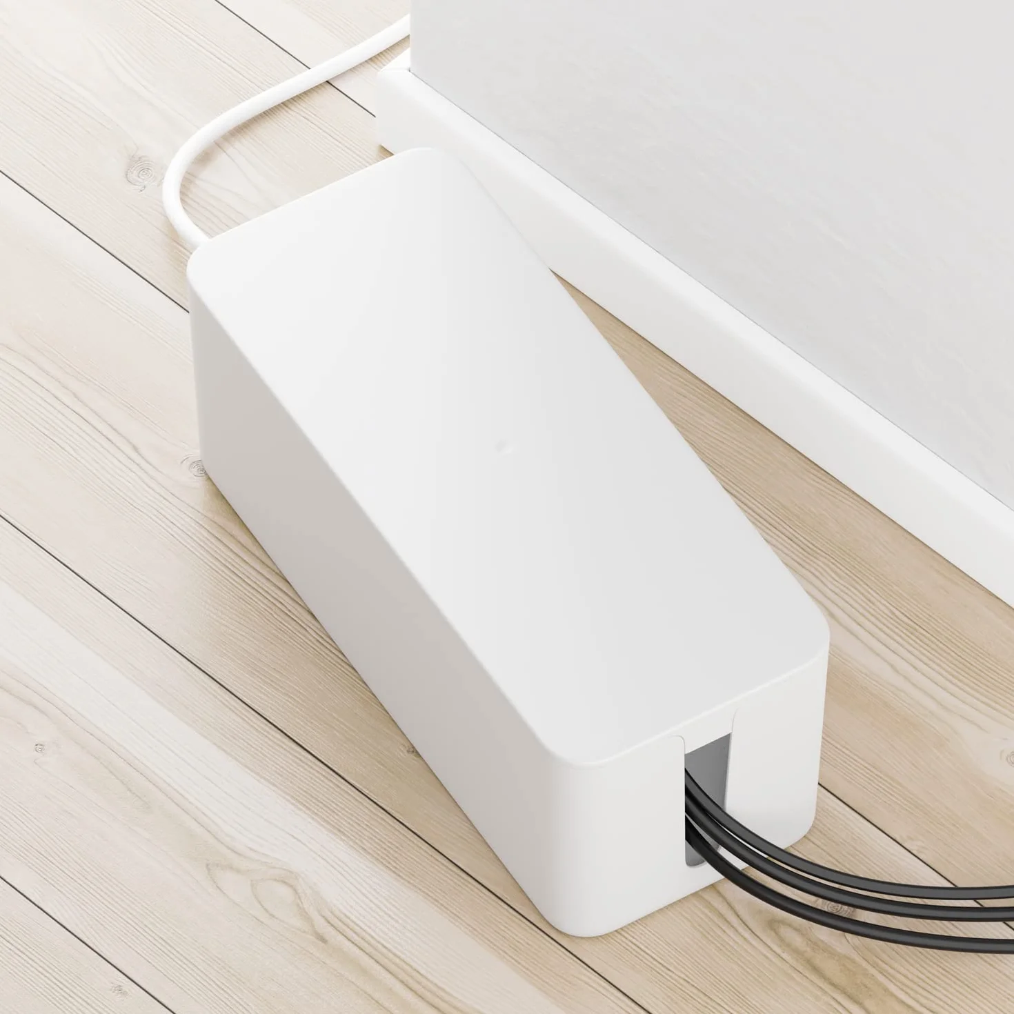 deleyCON Boîtier de Gestion des Câbles 32,7cm x 13,5cm x 12,5cm Plastique Robuste Blanc