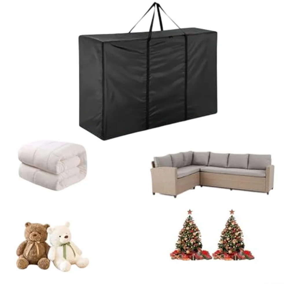 Oxford 420D Lot de 2 sacs de rangement imperméables pour coussins de jardin 180 x 60 x 80 cm