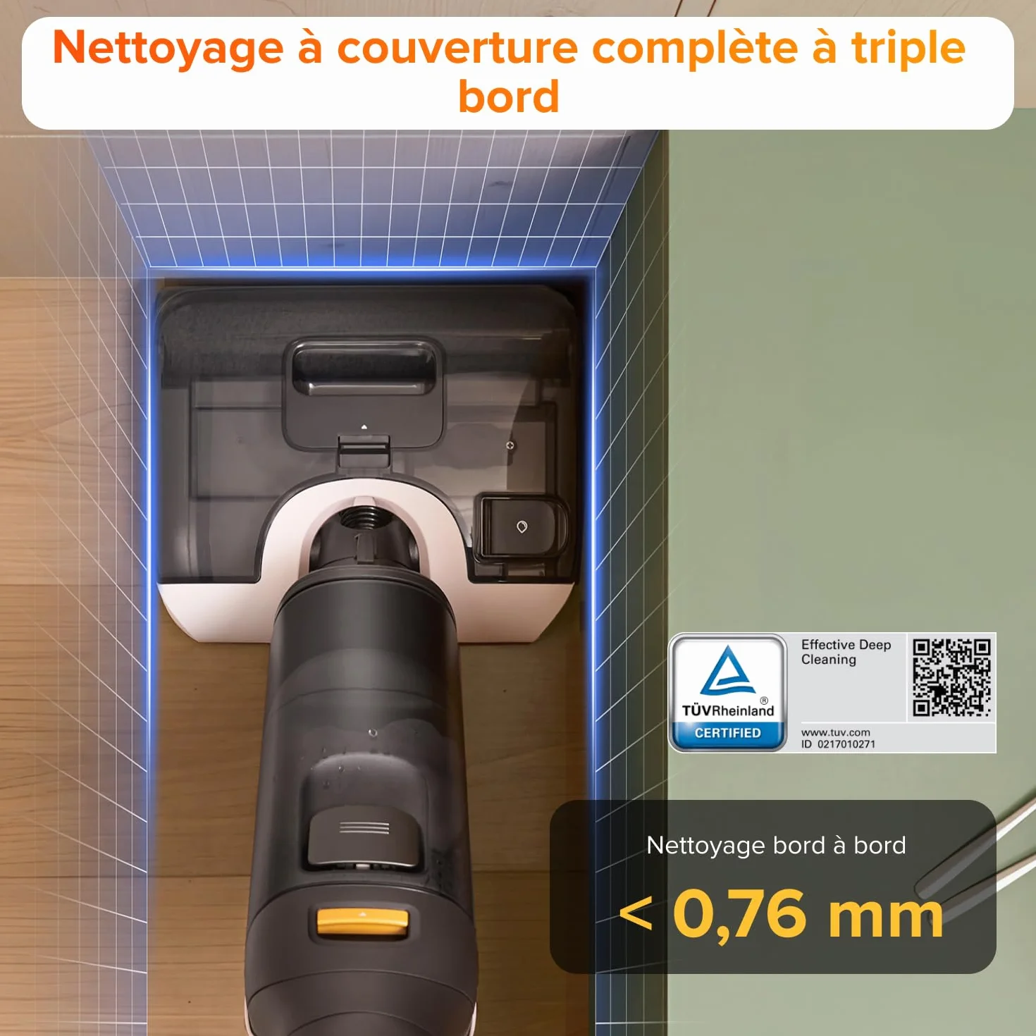 Roborock F25 LT aspirateur laveur 20 000 Pa autonettoyage haute température 90 °C séchage rapide inclinable 180° nettoyage bord à bord sols durs