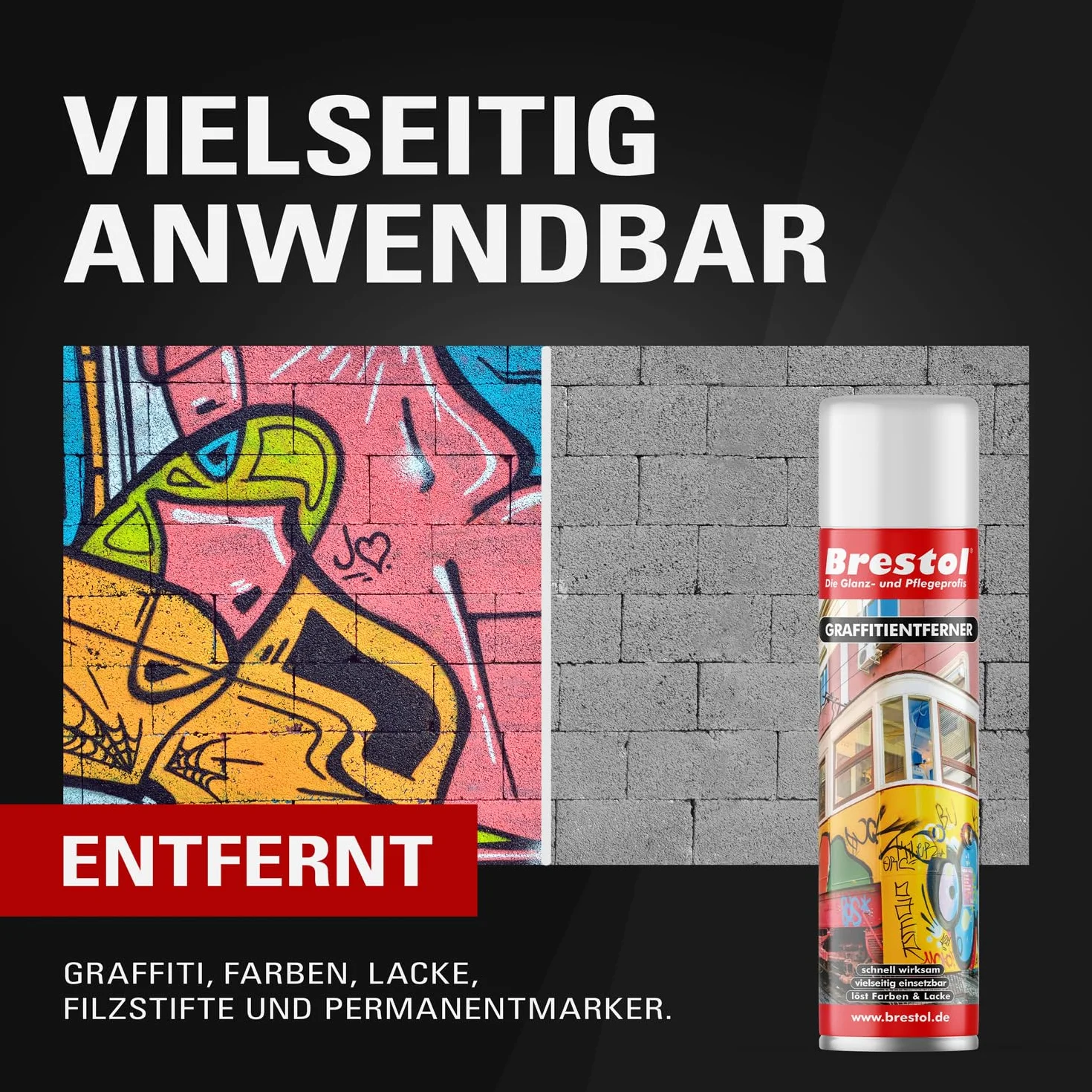 GRAFFITI 7589.5 Lot de 2 sprays 400 ml Décapant chimique Dissolvant de peinture dégraissant