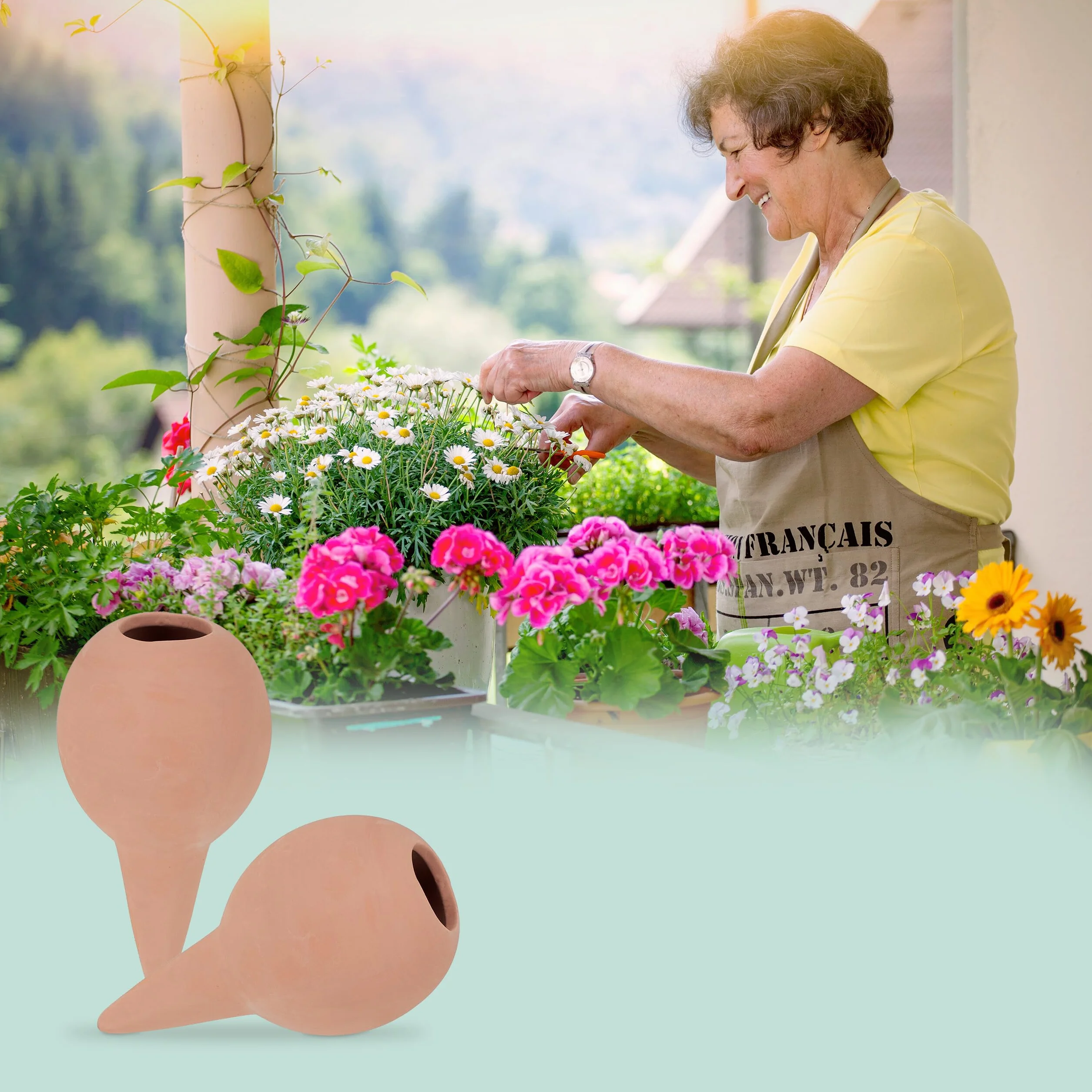 Relaxdays Arrosage en Terre Cuite, lot Pratique de 6, pour intérieur et extérieur, H x D : 11,5 x 6 cm, Marron