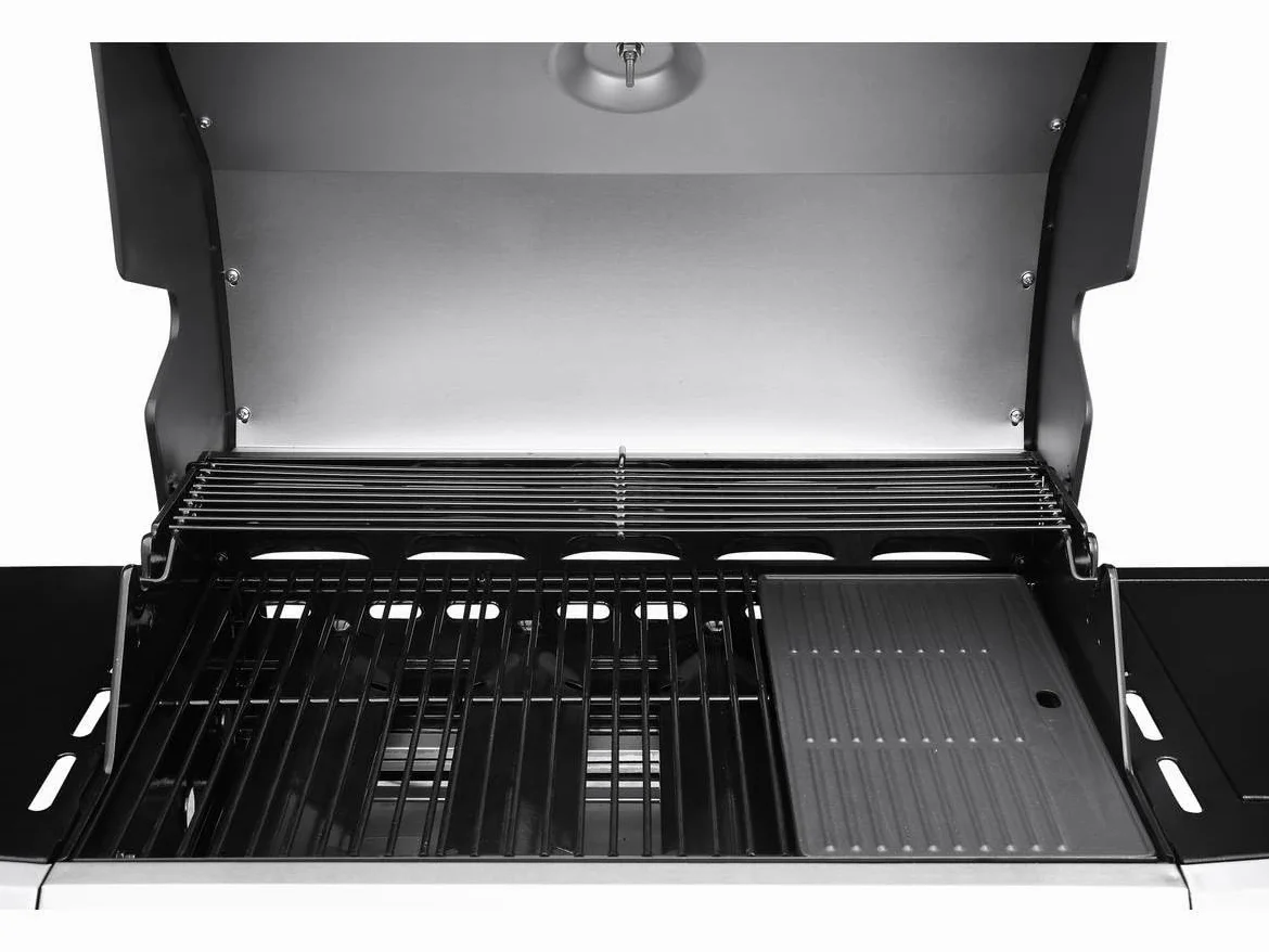 Habitat et Jardin Barbecue gaz avec LED Bingo 5, 5 Brûleurs Dont 1 Latéral, avec Housse Protection, 15.2 kW, Argenté ‎1351_93469