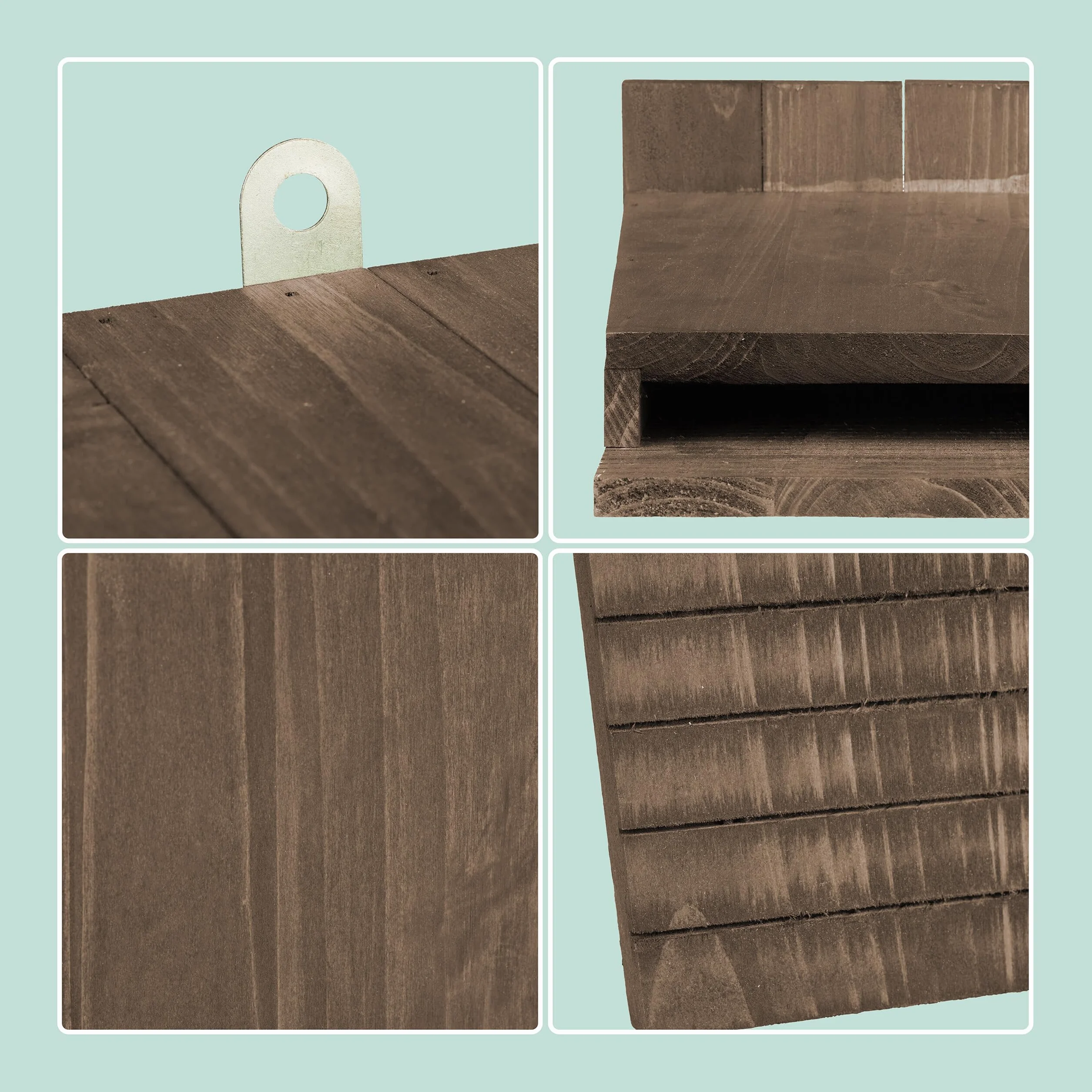 Relaxdays Nichoir à Chauves-Souris Lot de 4 34 x 22,5 x 12,5 cm Bois Brun
