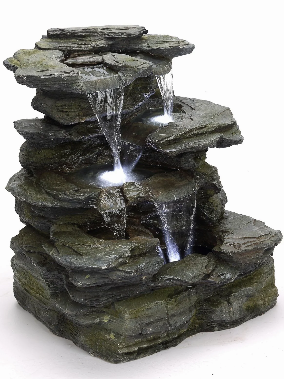 Köhko Fontaine de Jardin en Pierre Naturelle avec éclairage LED