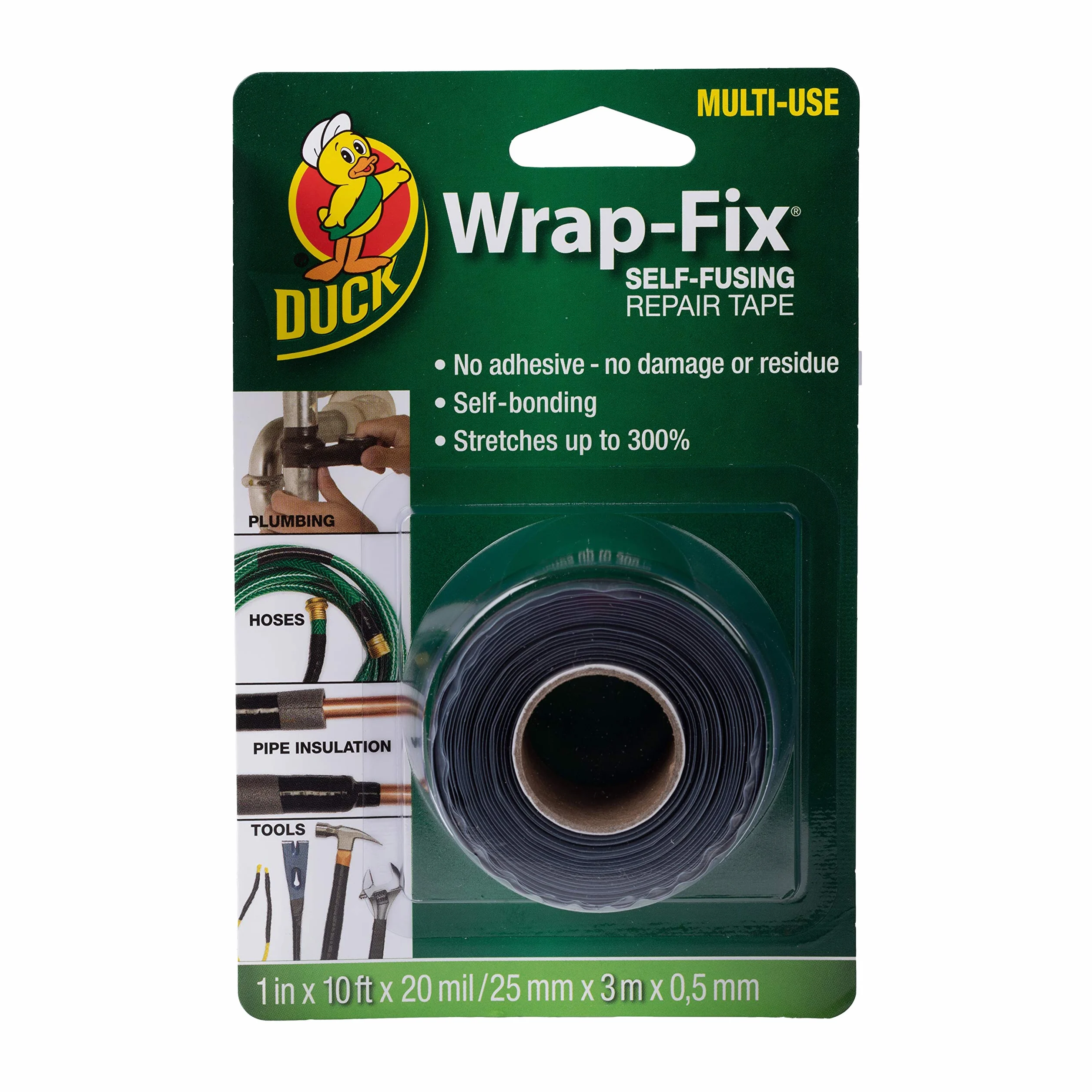 Ruban adhésif de réparation auto-fusible auto-amalgamant 25 mm x 3 m Noir étanche caoutchouc