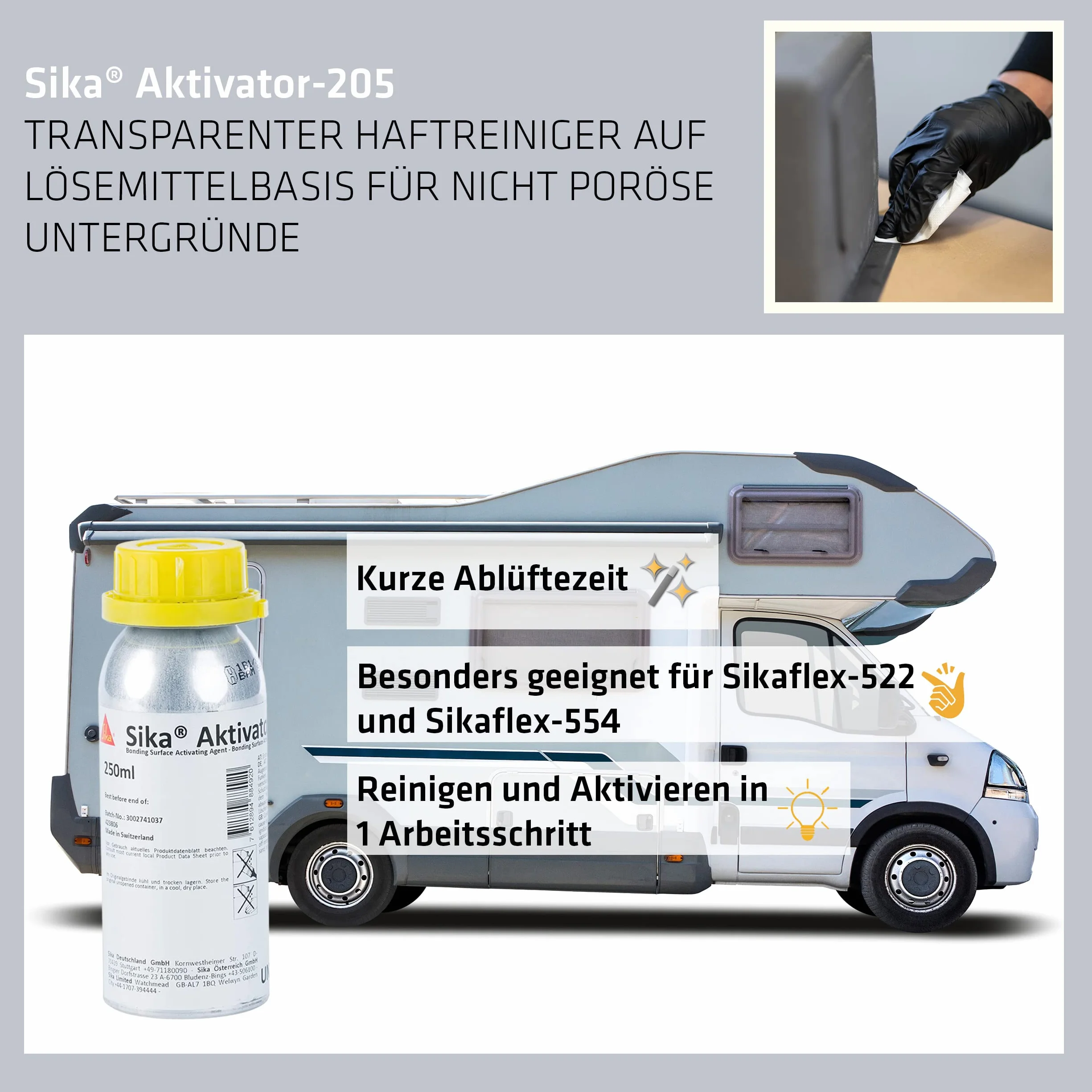 Sika Activateur-205 nettoyant adhésif transparent solvant 250 ml
