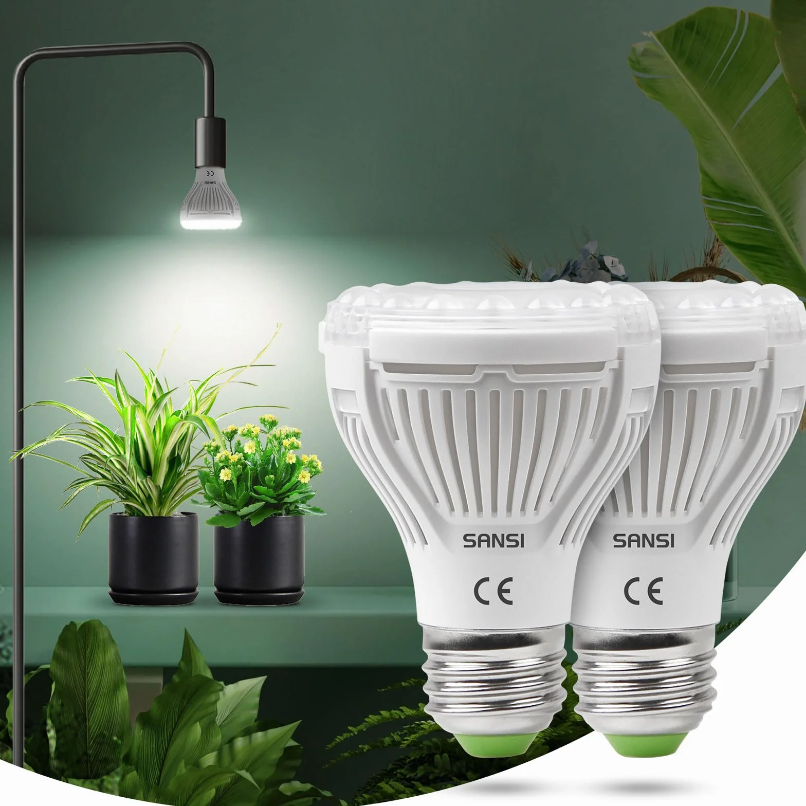 SANSI Ampoule Horticole LED E27 10W Spectre Complet Lampe de Culture Plante 2pack