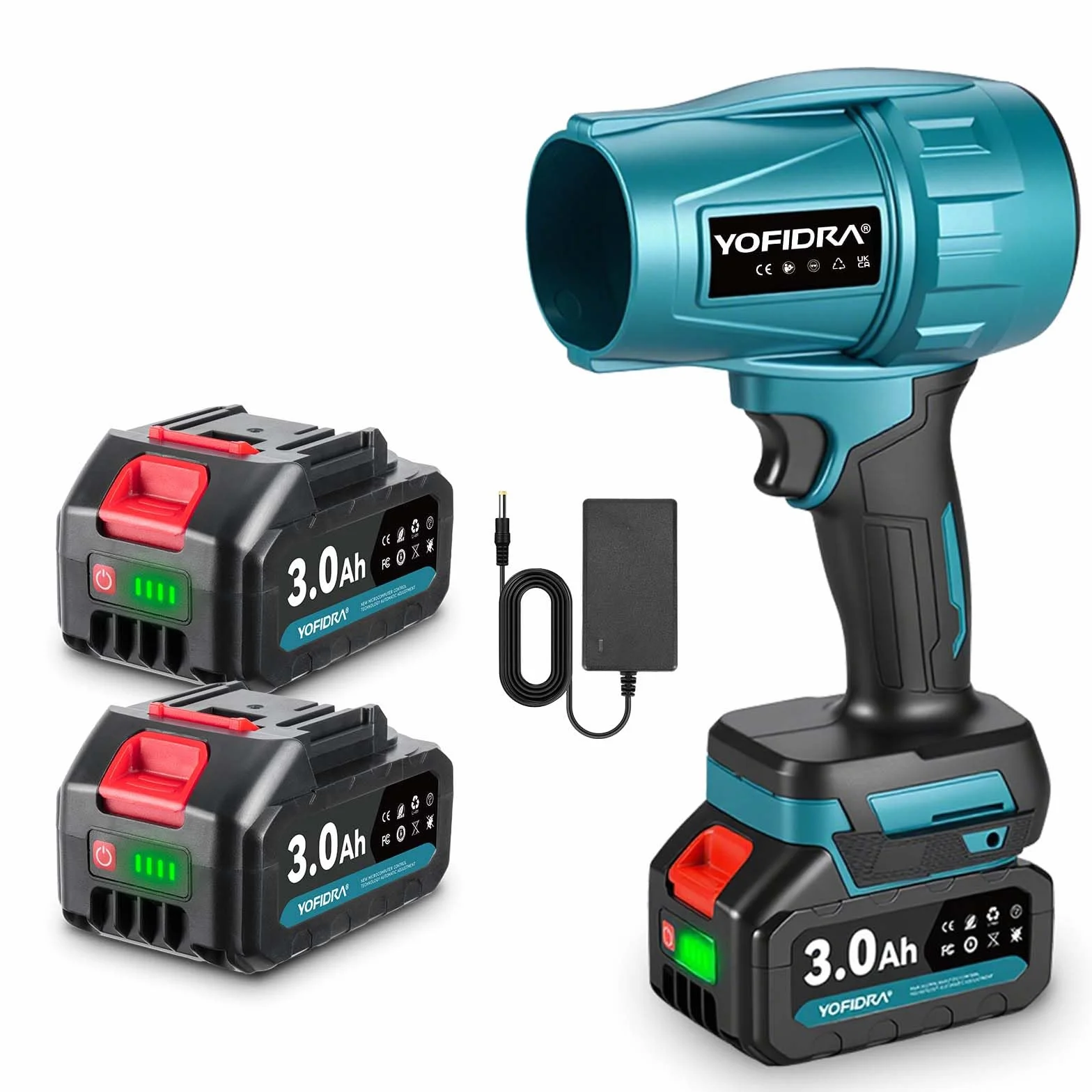 Souffleur de Feuilles sans Fil 576 km/h 28000 TR/Min 2 Batteries 3,0 Ah