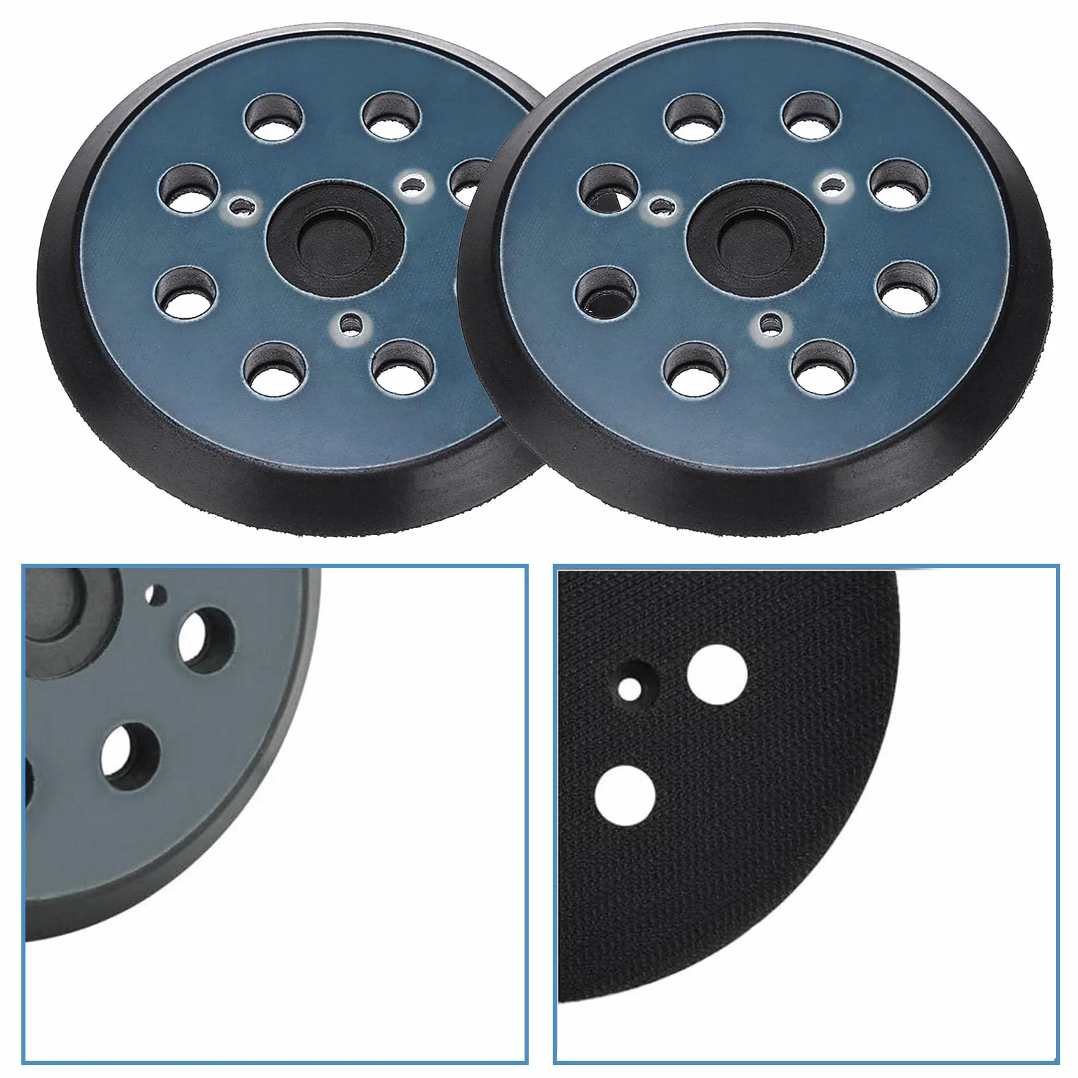 Makita 125mm Plateau Ponceuse 8 trous BO 5010 5030 5031 5041 DeWalt DW420 DW421 Porter Cable 390 382 343 2Pcs