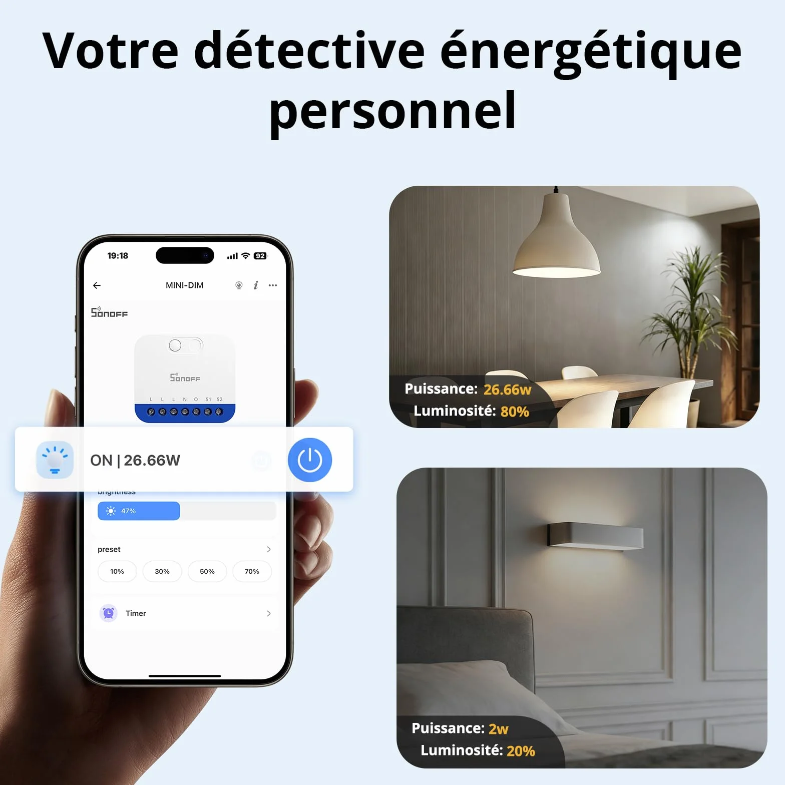 SONOFF Mini DIM Zigbee variateur LED interrupteur Zigbee 3.0 conducteur neutre nécessaire