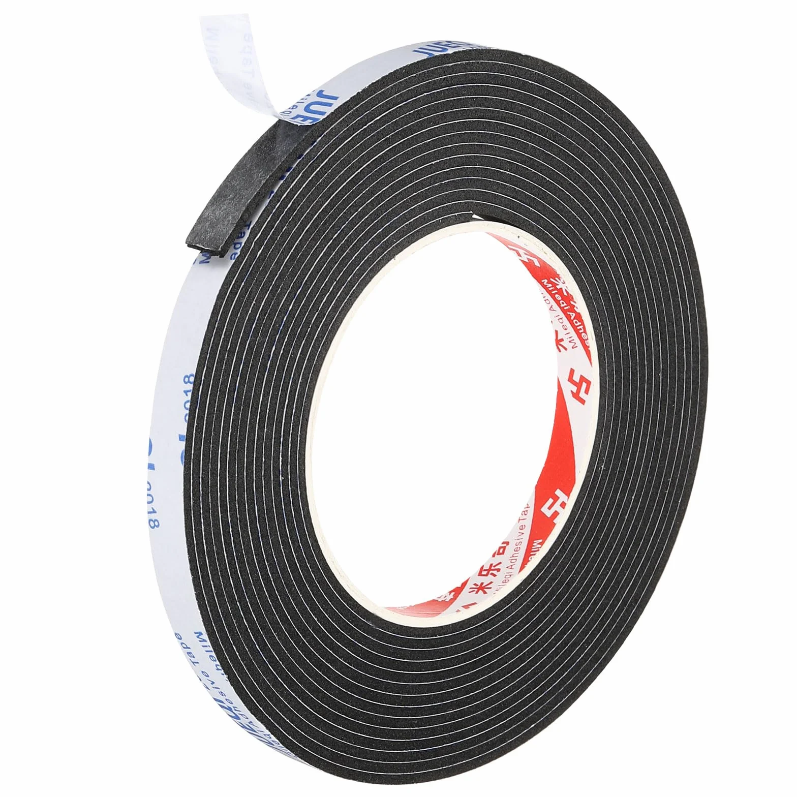 PATIKIL Ruban en Mousse d'Étanchéité 5m 10mm x 2mm Unilatéral Noir pour Portes Fenêtres Tuyaux