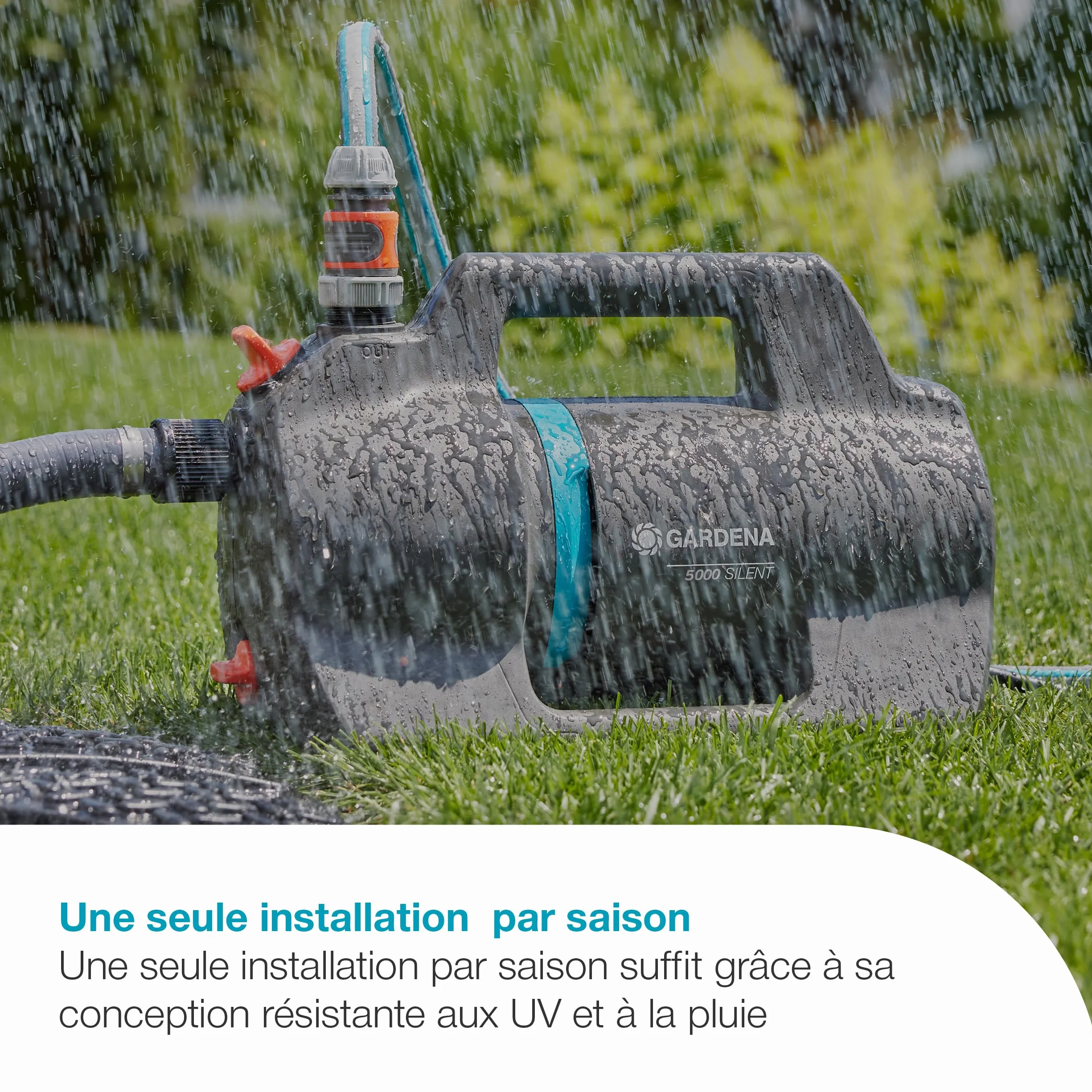 GARDENA Pompe d'arrosage de surface 5000 Silent, 26% débit supérieur, Technologie silencieuse (9080-20)