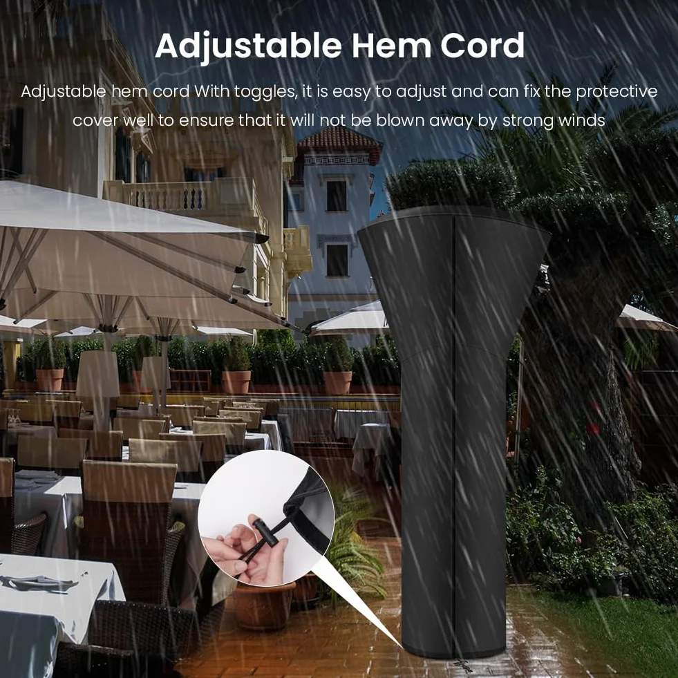AOOWU Couverture de Chauffe-Patio, 226 x 85 x 48CM Housse pour Parasol Chauffant Exterieur, Imperméable Housses de Chauffage en Oxford, Extérieur Housse de Protection pour Chauffage de Terrasse