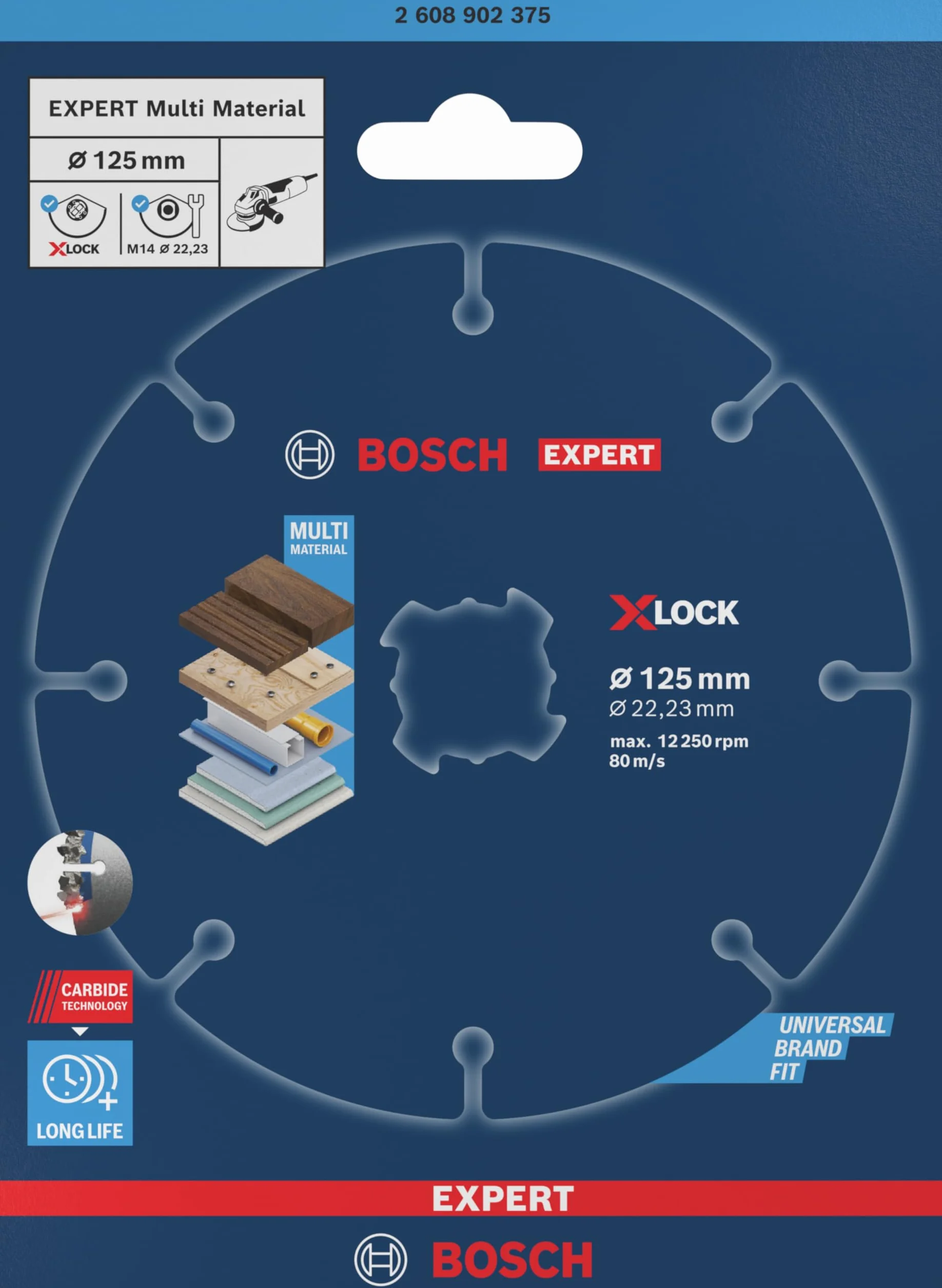 Bosch Disque à tronçonner EXPERT Carbide Multi Wheel X-Lock Ø 125 mm Professional