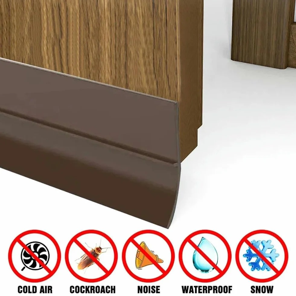 Bande d'étanchéité pour bas de porte PVC auto-adhésive 100 cm anti-poussière insonorisante blanche