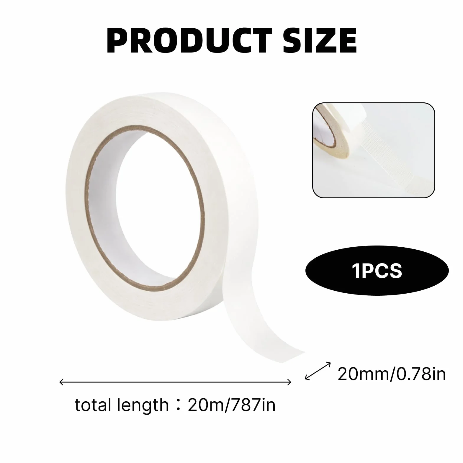 Ruban Adhésif Blindé Blanc 20 M X 20 MM Imperméable Extra Résistant Déchirable