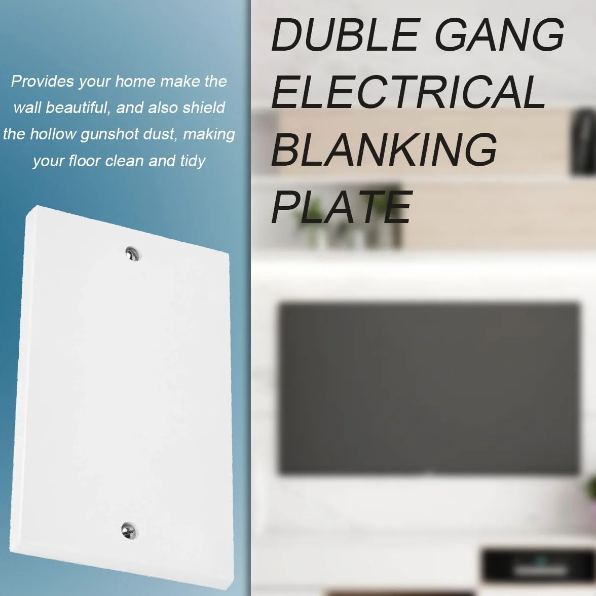 Plaques d'obturation à 2 gangs, paquet de 4, pour prises électriques, décoration maison
