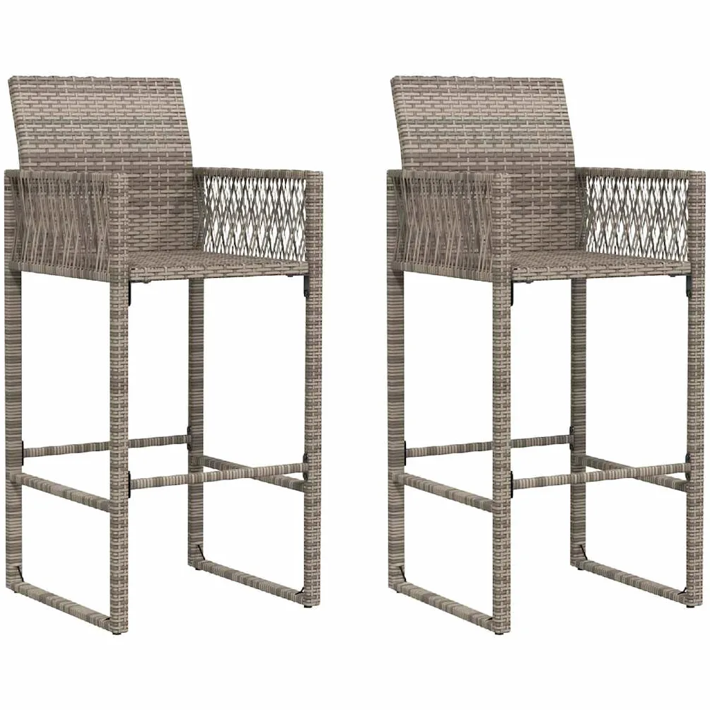 vidaXL Ensemble de Bar de Jardin 3 pcs sans Coussins Gris Poly rotin, Ensemble de Table de Bar, Table et Chaise de Bar, Ensemble Table de Bar et Tabouret