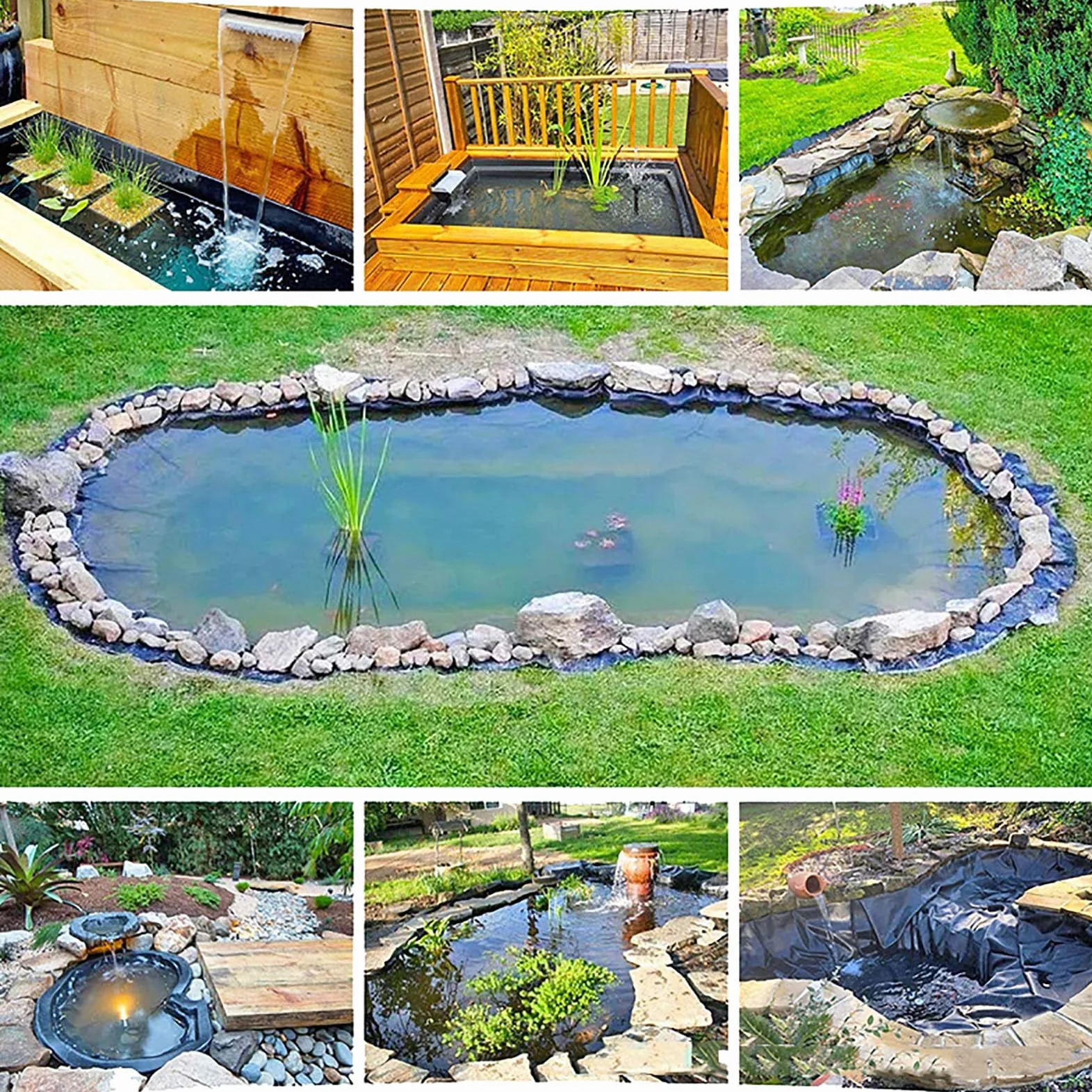 Bache Bassin 1x1m Liner Piscine Hors Sol Exterieur pour Bassin à Poissons Membrane renforcée