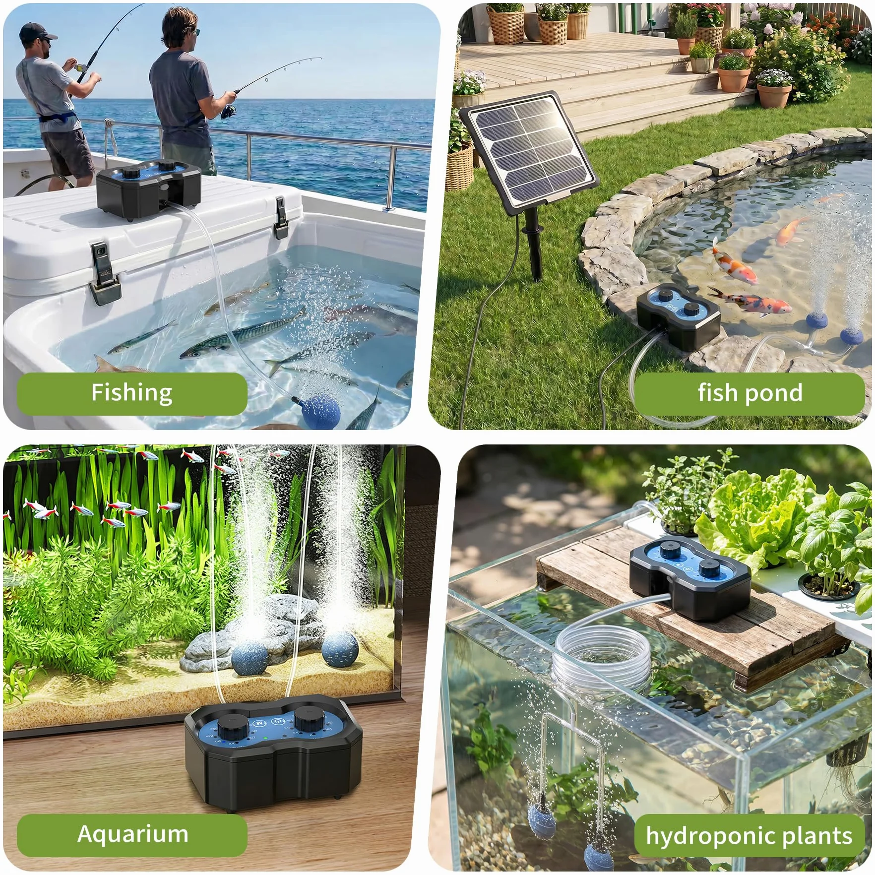 Forever Speed Aérateur de Bassin Solaire avec Batterie 2200mAh, 146 Modes Réglables Pompe à oxygène Solaire pour Petit Etang, Aquarium, Bulleur Bassin Exterieur Solaire Double Charge USB | Aérateur de Bassin Solaire avec Batterie 2200mAh avec 146 modes Ré