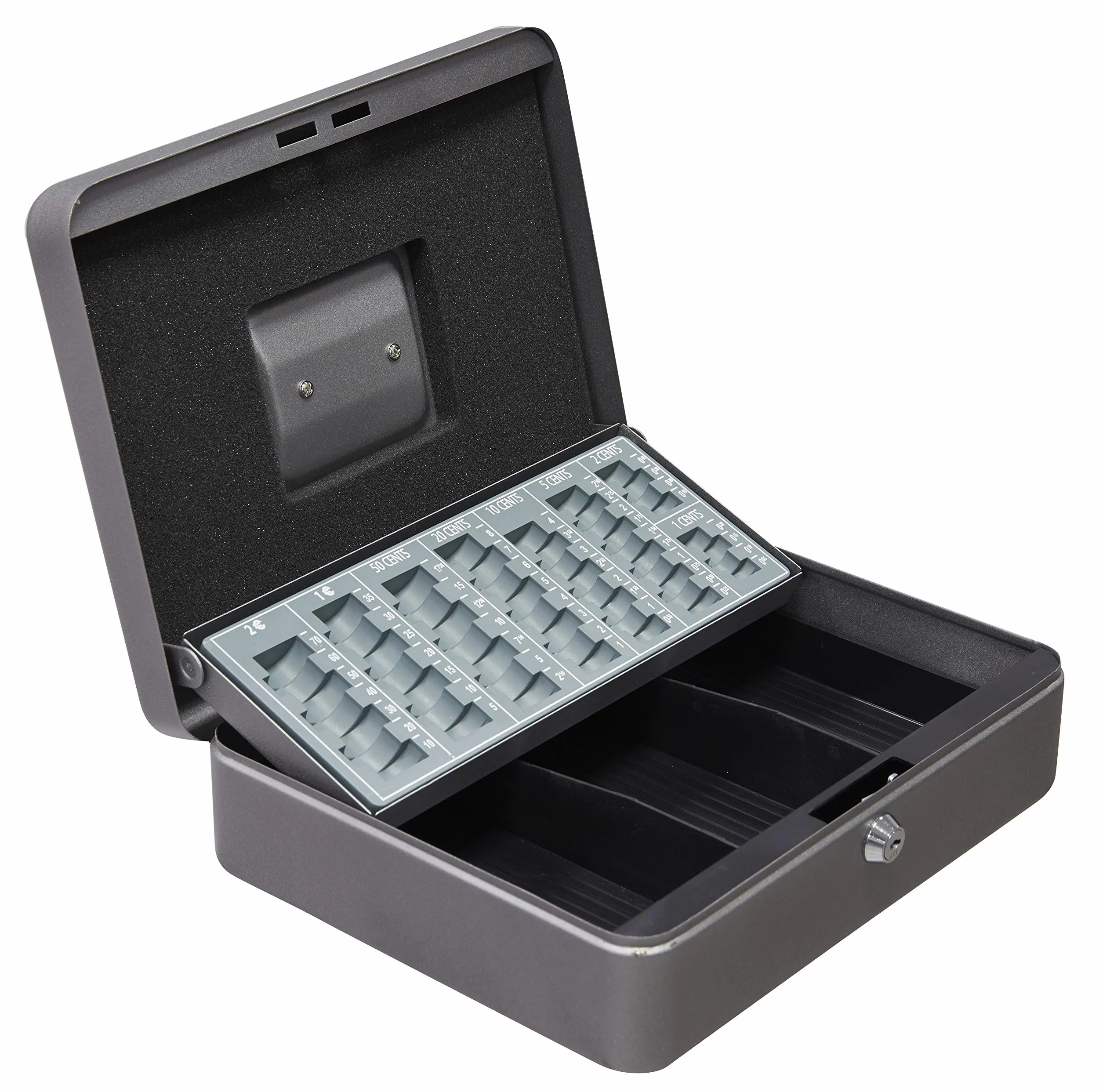 ARREGUI Caisse à monnaie en acier C9246-EUR Coffre fort portatif 30 cm Gris graphite