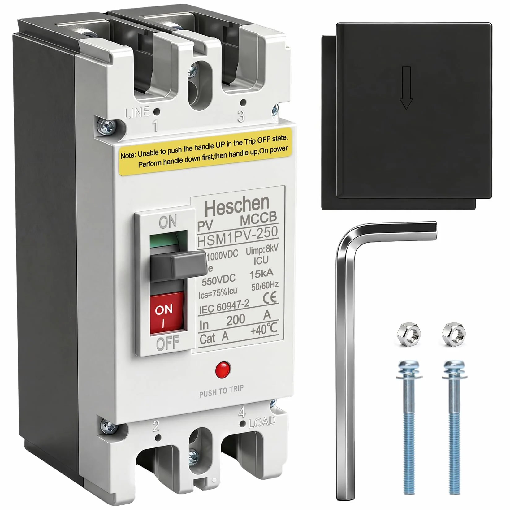 Heschen Disjoncteur DC MCCB 2 Pôles DC550V Photovoltaïque 200A HSM1PV-250