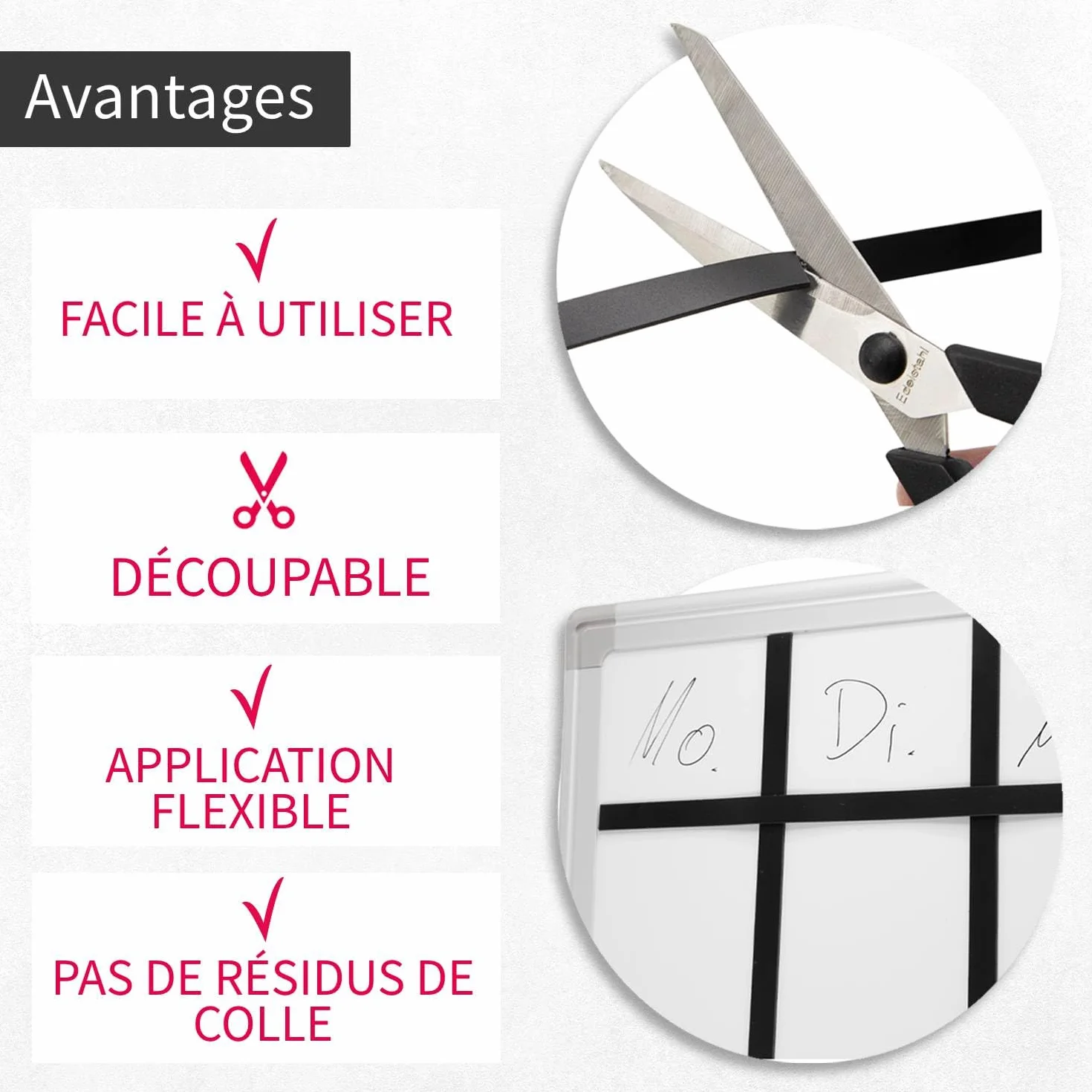 Bande Magnétique Noire 1 cm x 5 m Ruban pour Tableau Blanc et Calendrier mag280